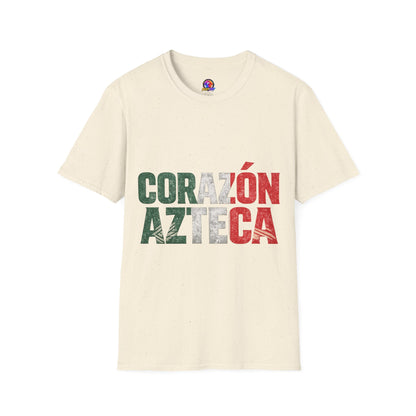 Mexico Corazón Azteca T-Shirt — Mexican Pride Flag Text Tee