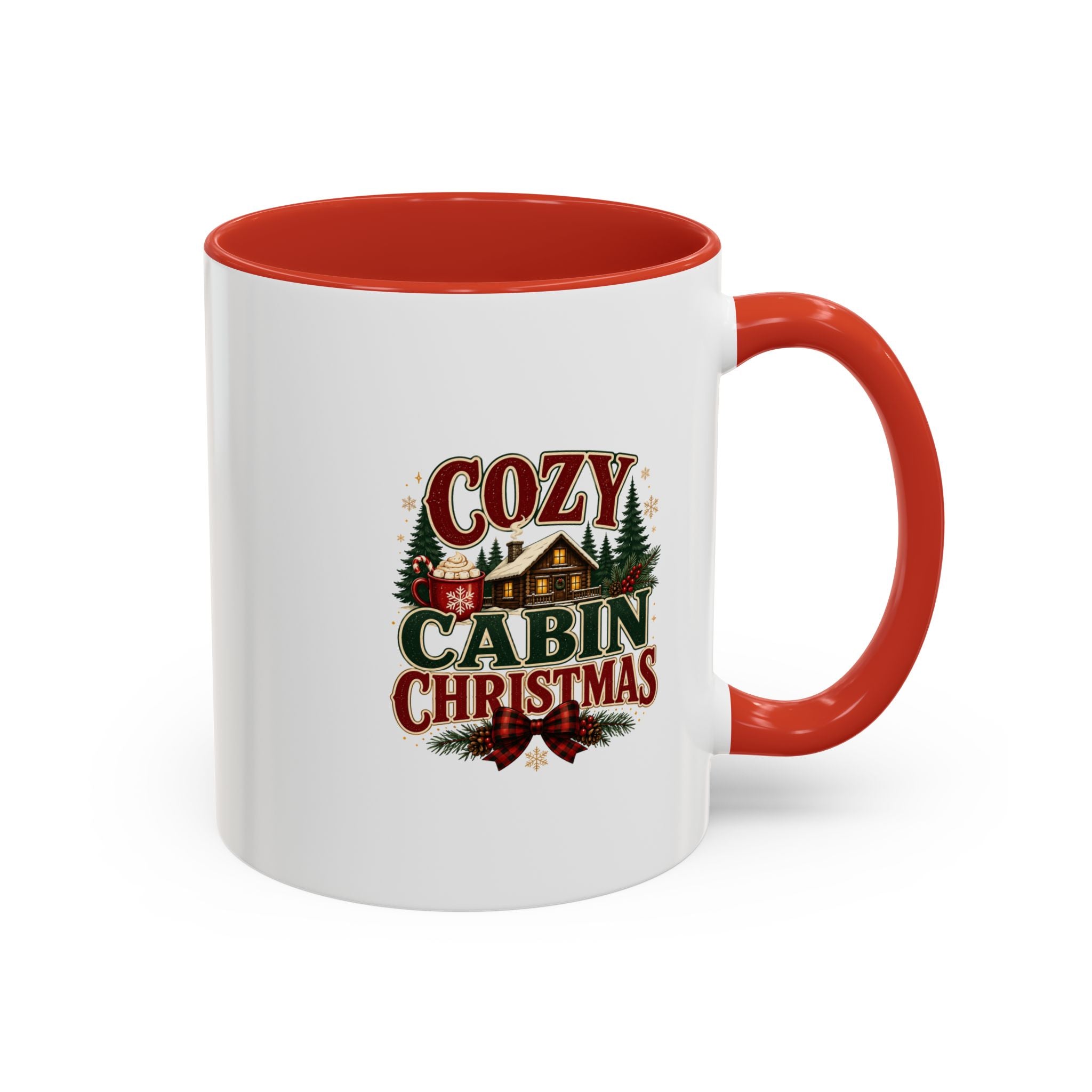 Cozy Cabin Christmas Accent Coffee Mug – Holiday Cabin Coffee Cup