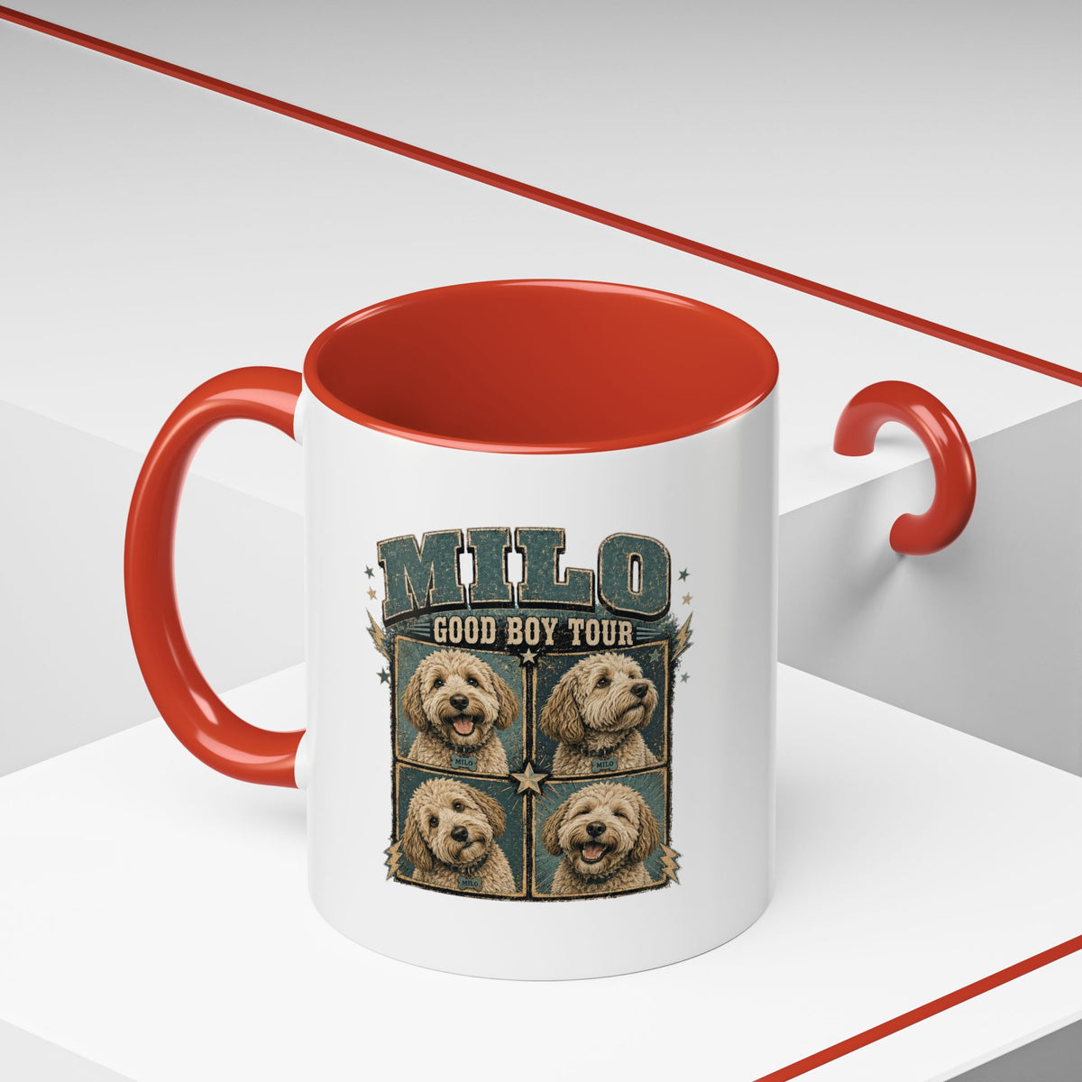 Milo Bailey Dog Dad Mom Milo 'Good Boy Tour' Accent Coffee Mug – Personalized Dog Photo Tribute