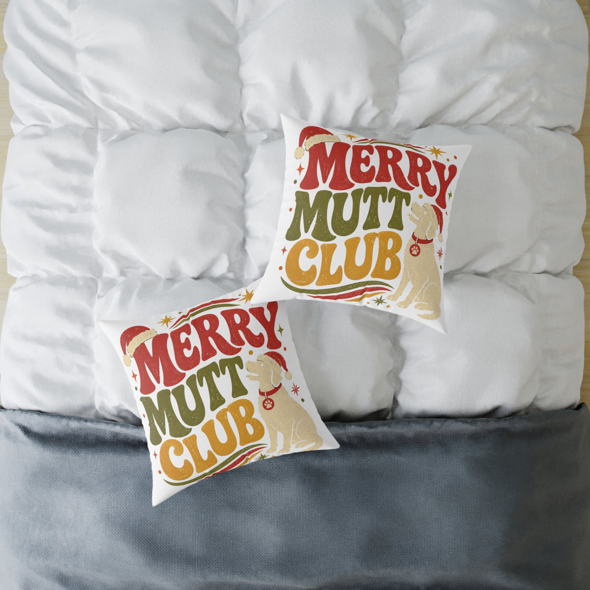 Merry Mutt Club Holiday Modern Day Christmas  Pillow