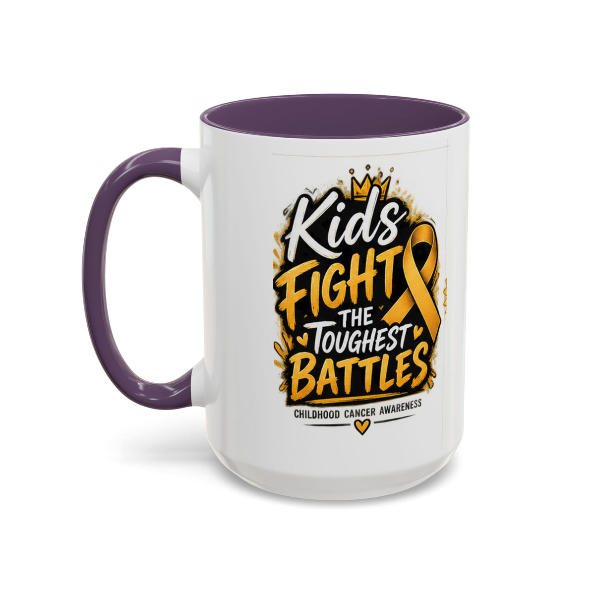Kids Fight The Toughest Battles Accent Coffee Mug — Childhood Cancer Awareness 11/15oz