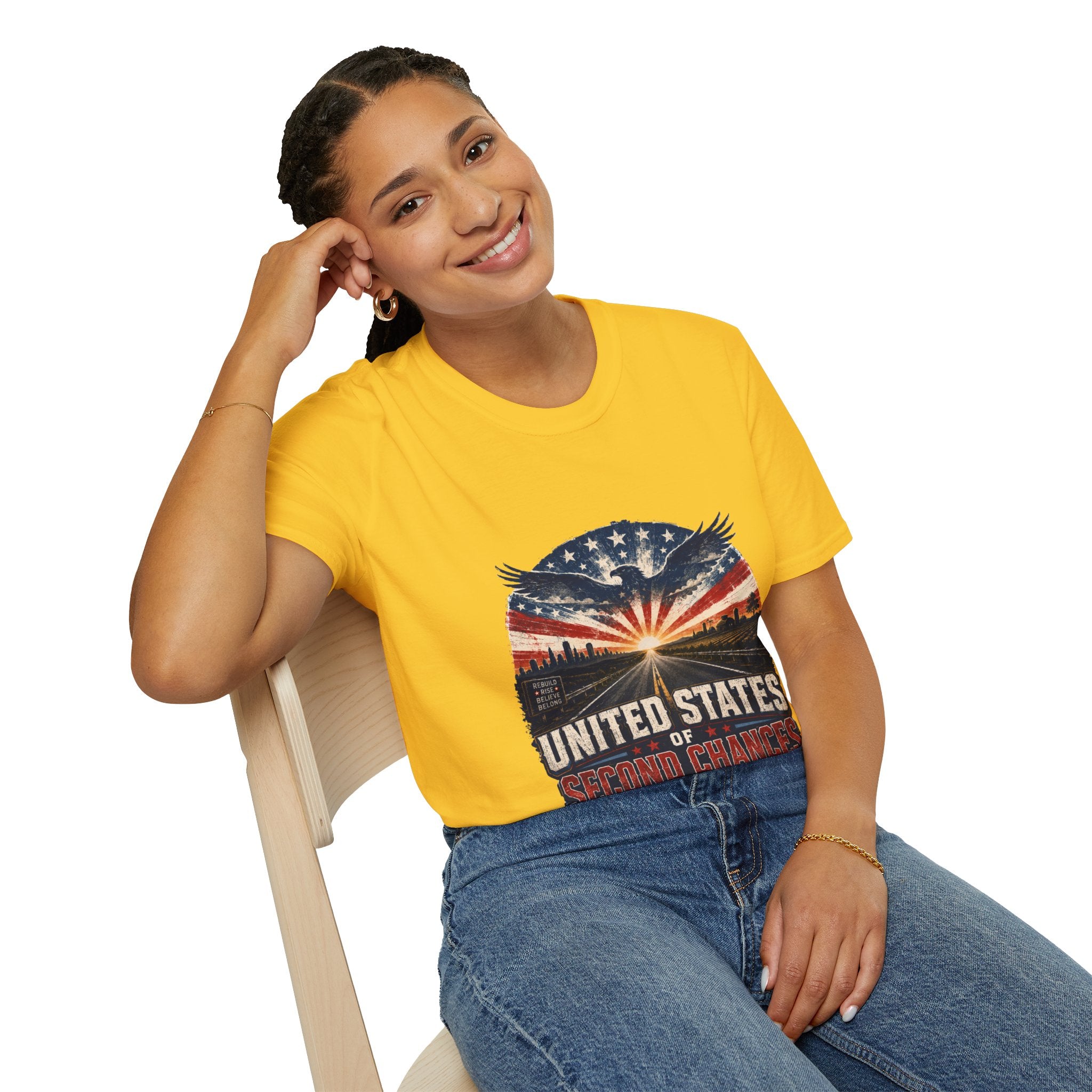 Patriotic Eagle T-Shirt — United States Skyline Vintage Flag Design