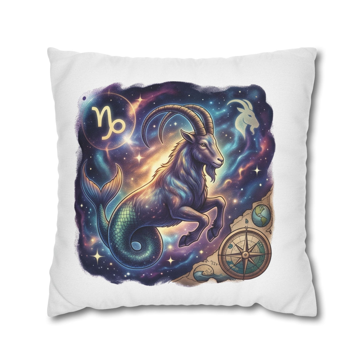 Capricorn Zodiac Throw Pillowcase — Mystical Goat Constellation Home Decor