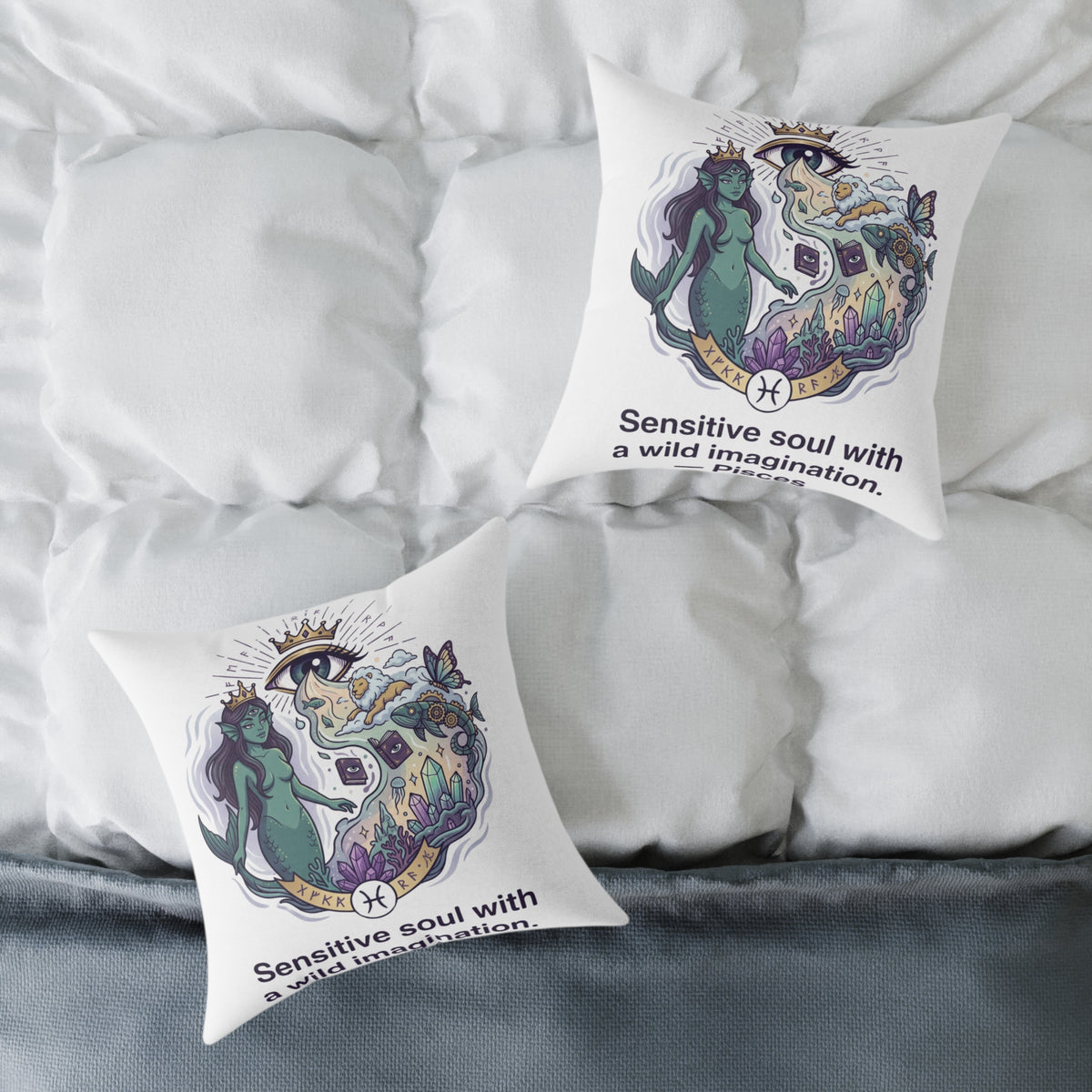 Pisces Zodiac Sensitive Soul With A Wild Imagination Square Poly Canvas Pillow