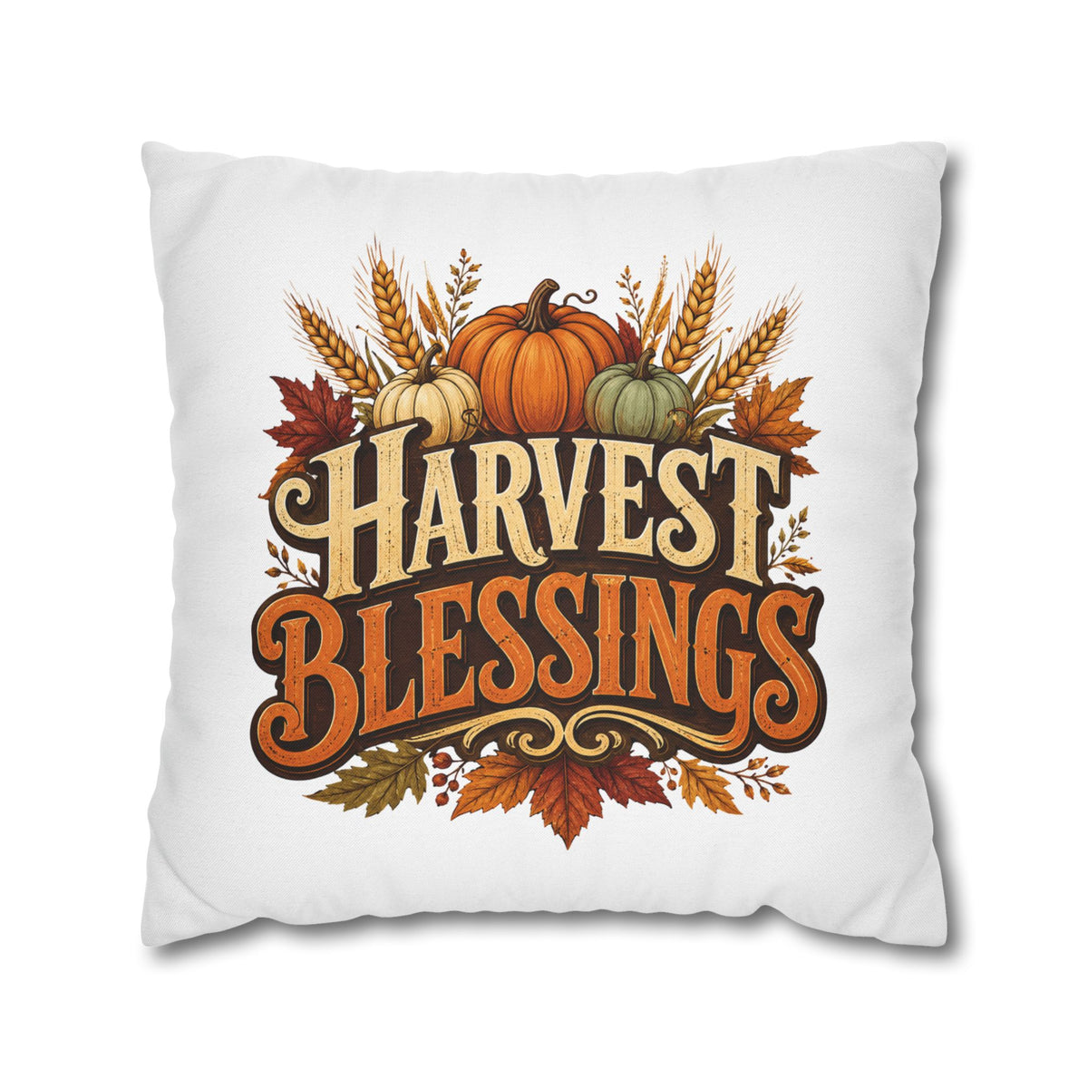 Thanksgiving Harvest Blessings Throw Pillowcase — Autumn Pumpkin Fall Decor