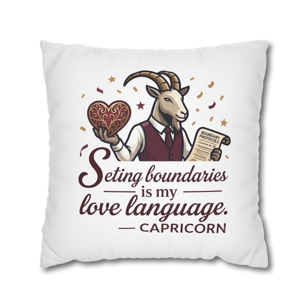 Capricorn Pillowcase - "Setting Boundaries Is My Love Language" Zodiac Throw Pillowcase