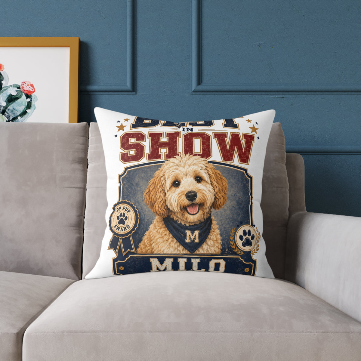Best in Show Dog Pillow — Milo Bailey Dog Dad Mom  Personalized Milo Decorative Throw Pillow