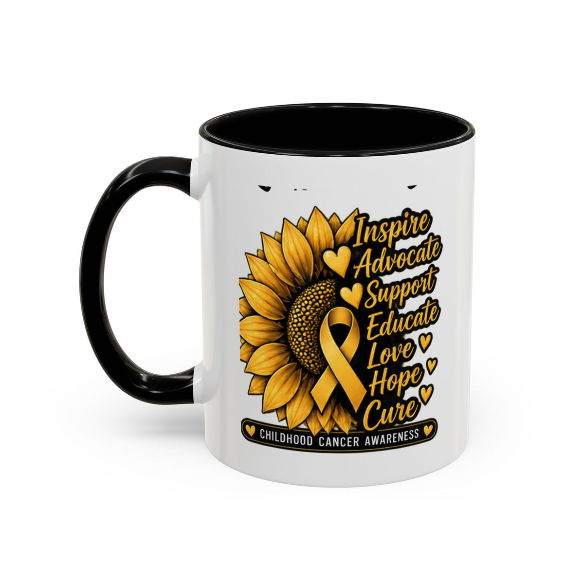 Childhood Cancer Awareness Sunflower Accent Coffee Mug (11/15oz)