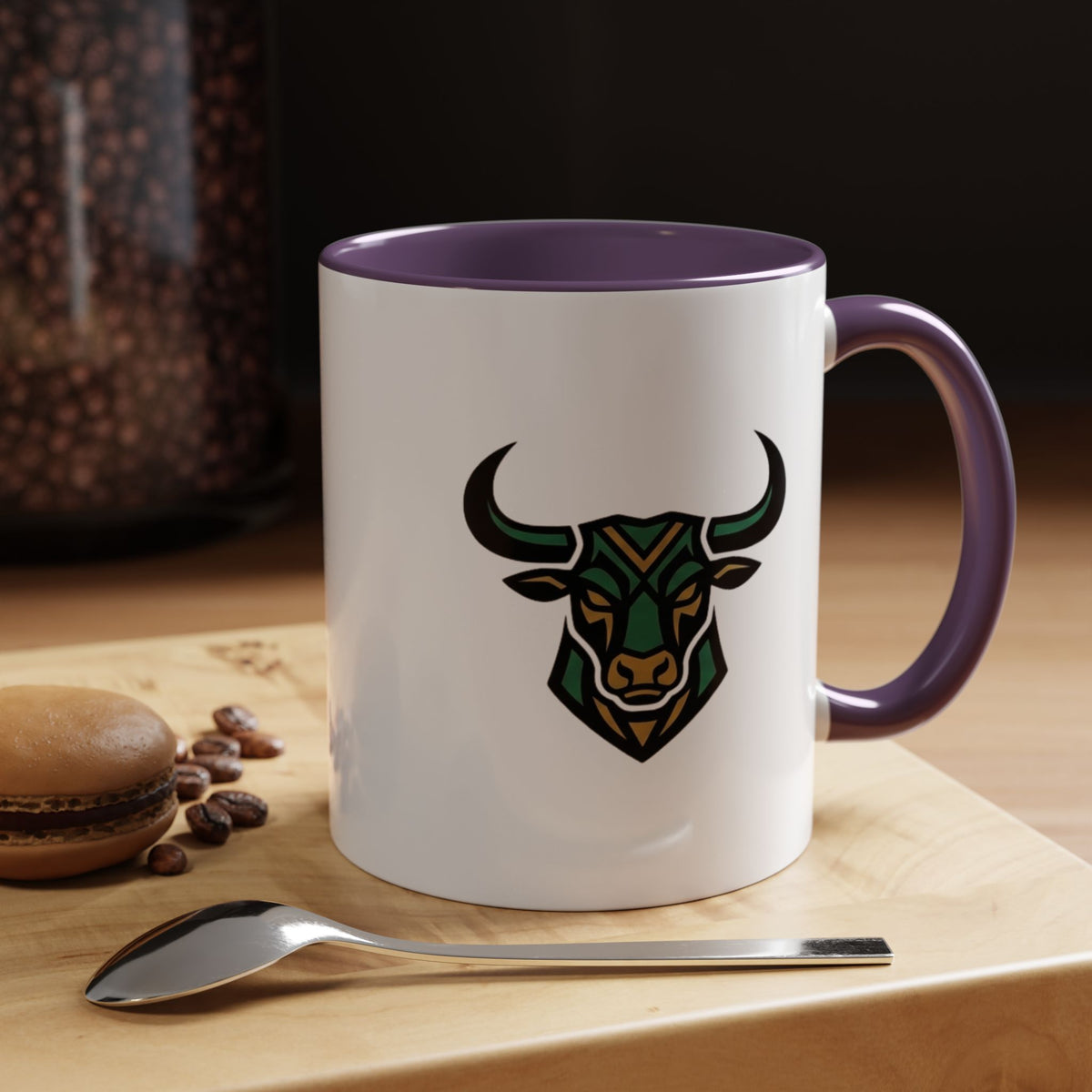 Taurus Geometric Bull Accent Coffee Mug –  Tribal Bull Head Ceramic Mug