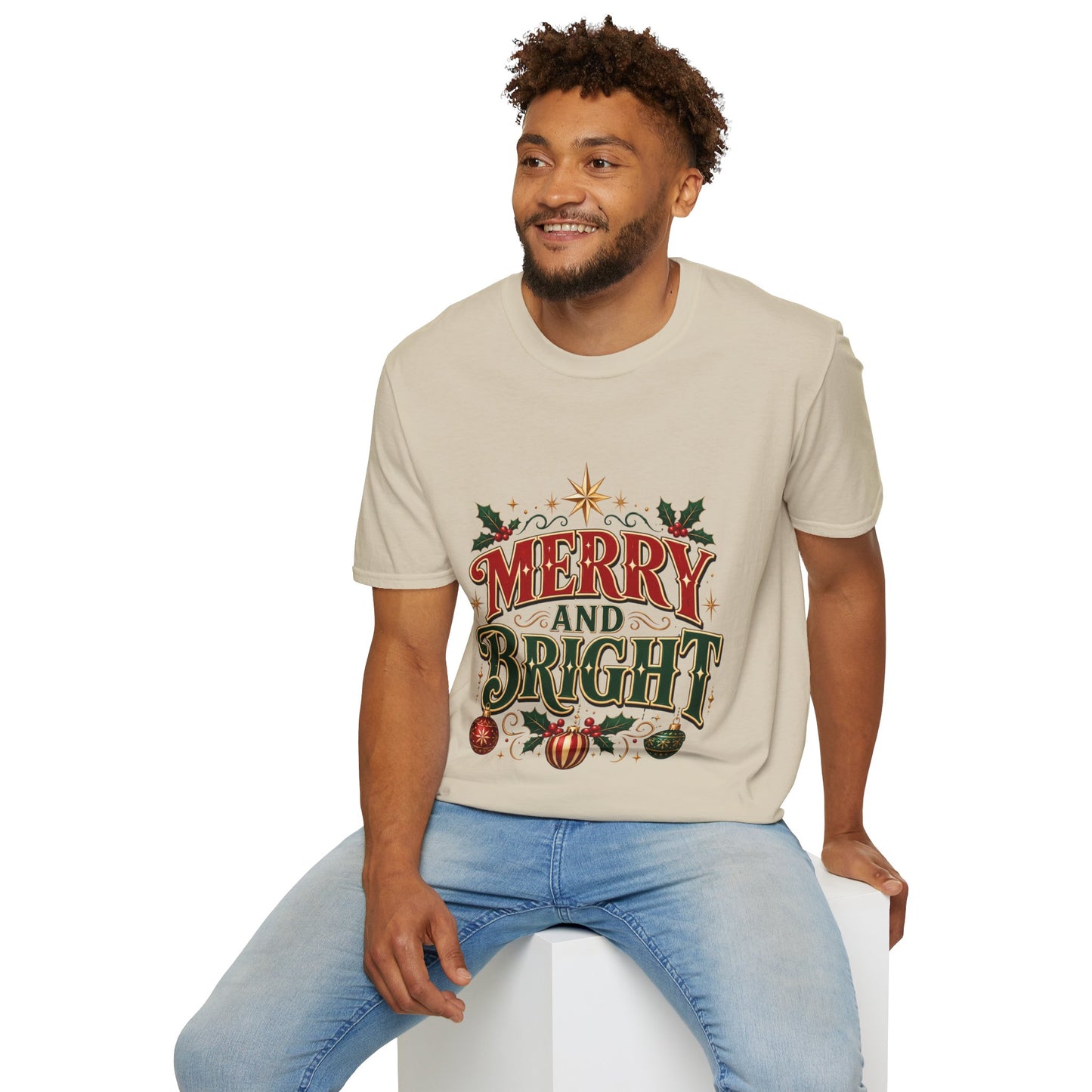 Merry and Bright T-Shirt — Festive Christmas Holiday Tee