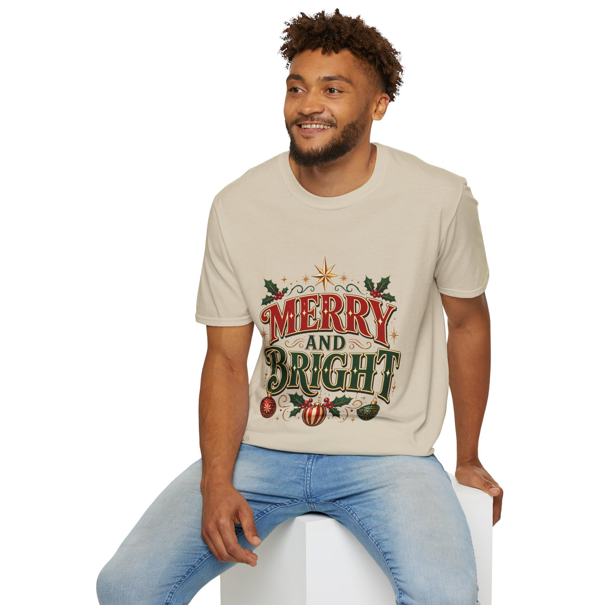 Merry and Bright T-Shirt — Festive Christmas Holiday Tee
