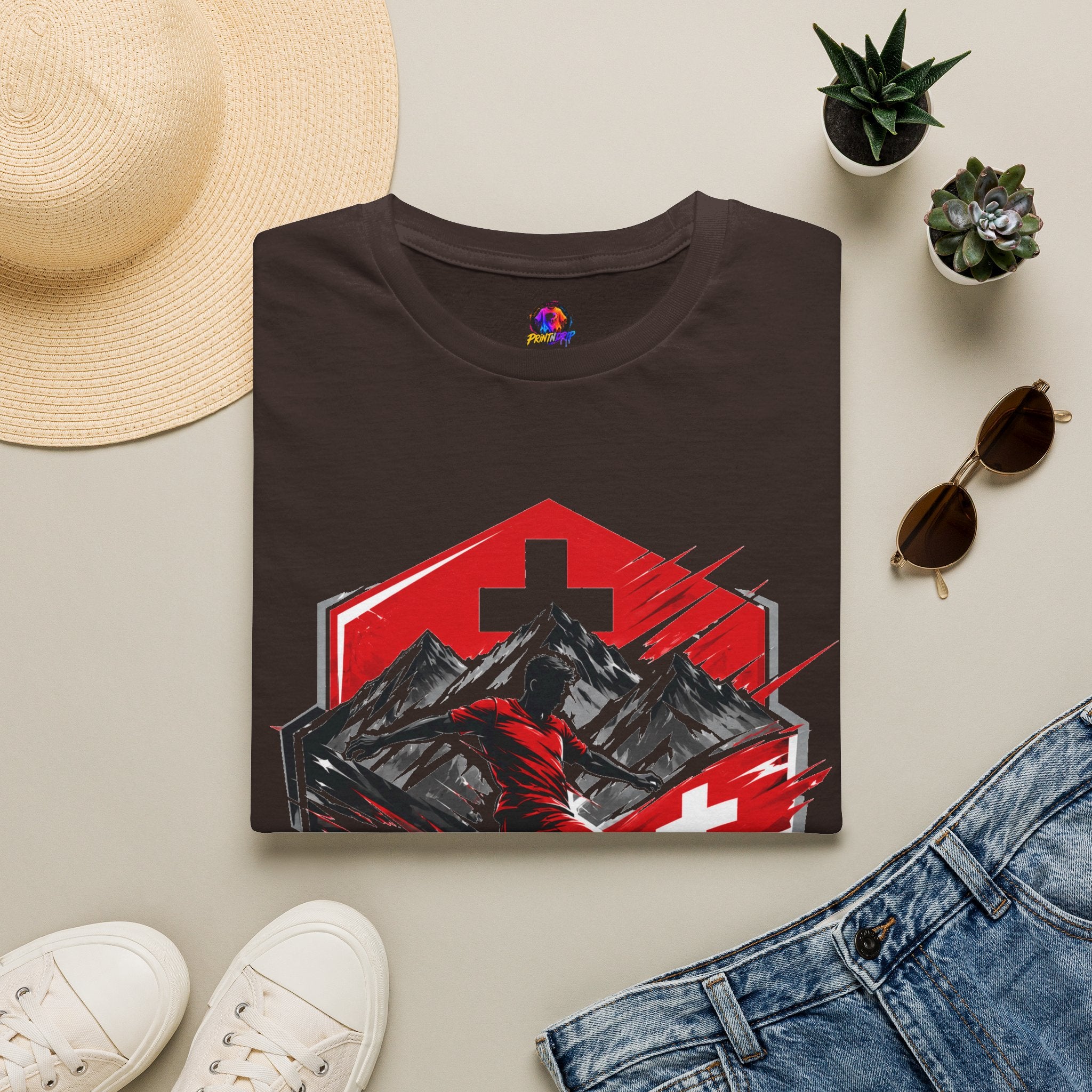 Switzerland Alpine Strike T‑Shirt – Swiss Mountain Ski & Snowboard Graphic