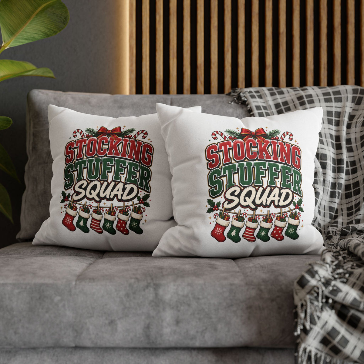 Christmas Stocking Stuffer Squad Holiday Pillowcase — Christmas Decorative Throw Pillow Cover