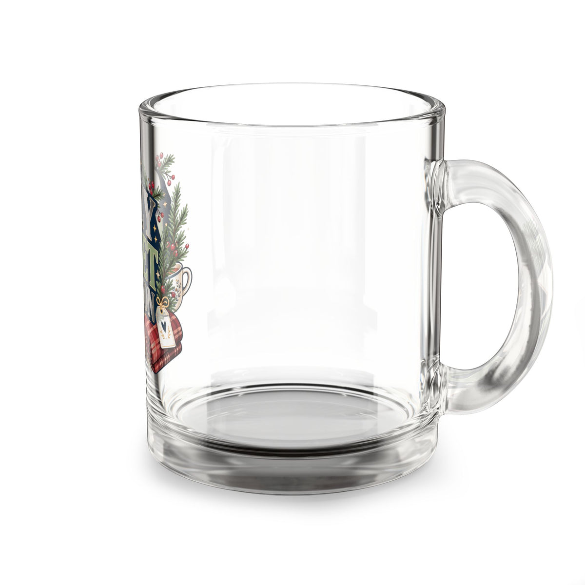 Modern Day Christmas Glass Mug  10ozCozy Reset Season Glass Mug — 10oz Holiday Coffee Cup