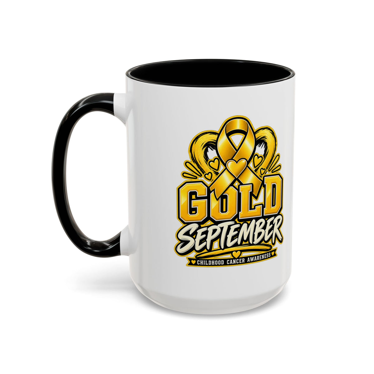 Gold September Coffee Mug — Childhood Cancer Awareness Accent Mug (11/15oz)
