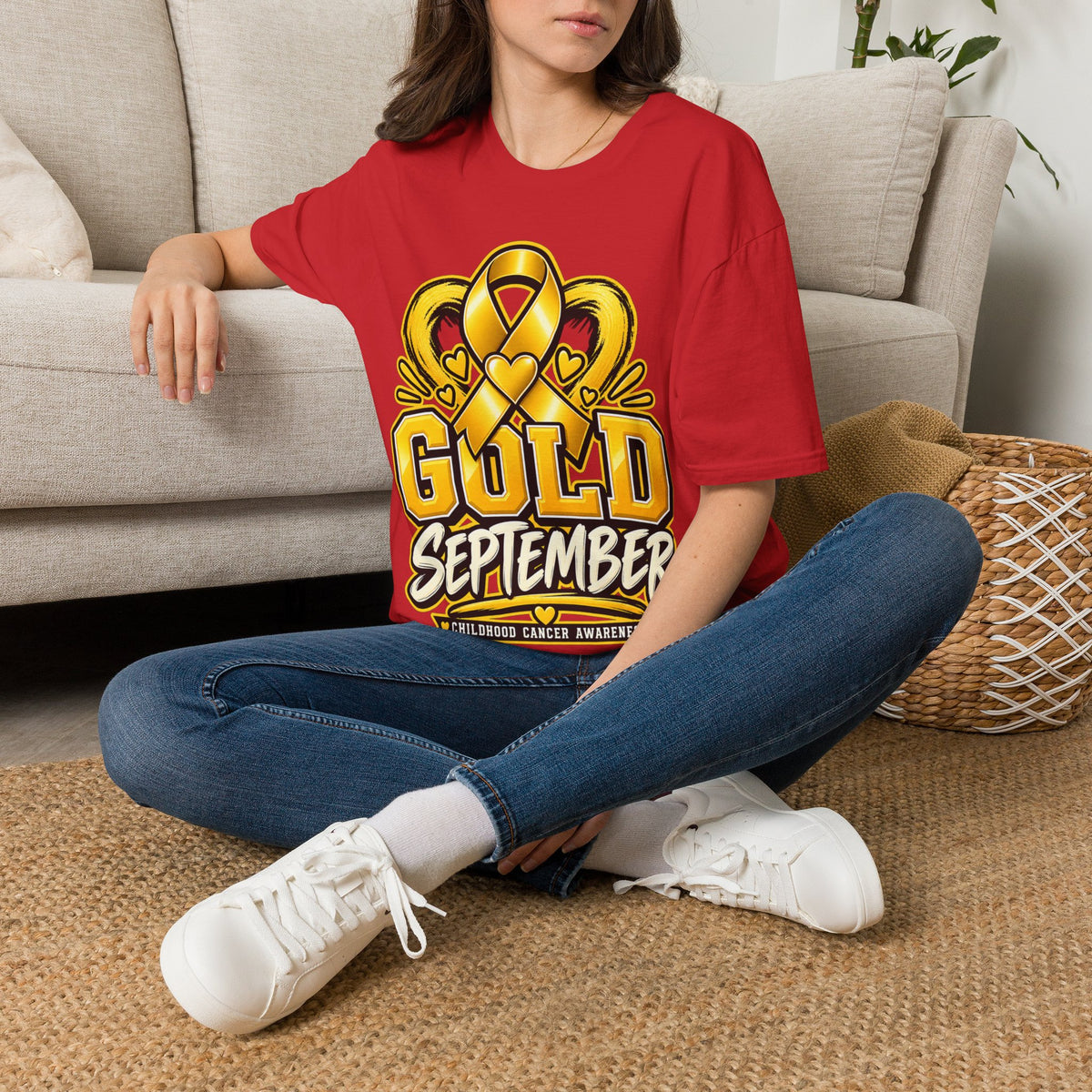 Gold September T-Shirt — Childhood Cancer Awareness Ribbon Tee