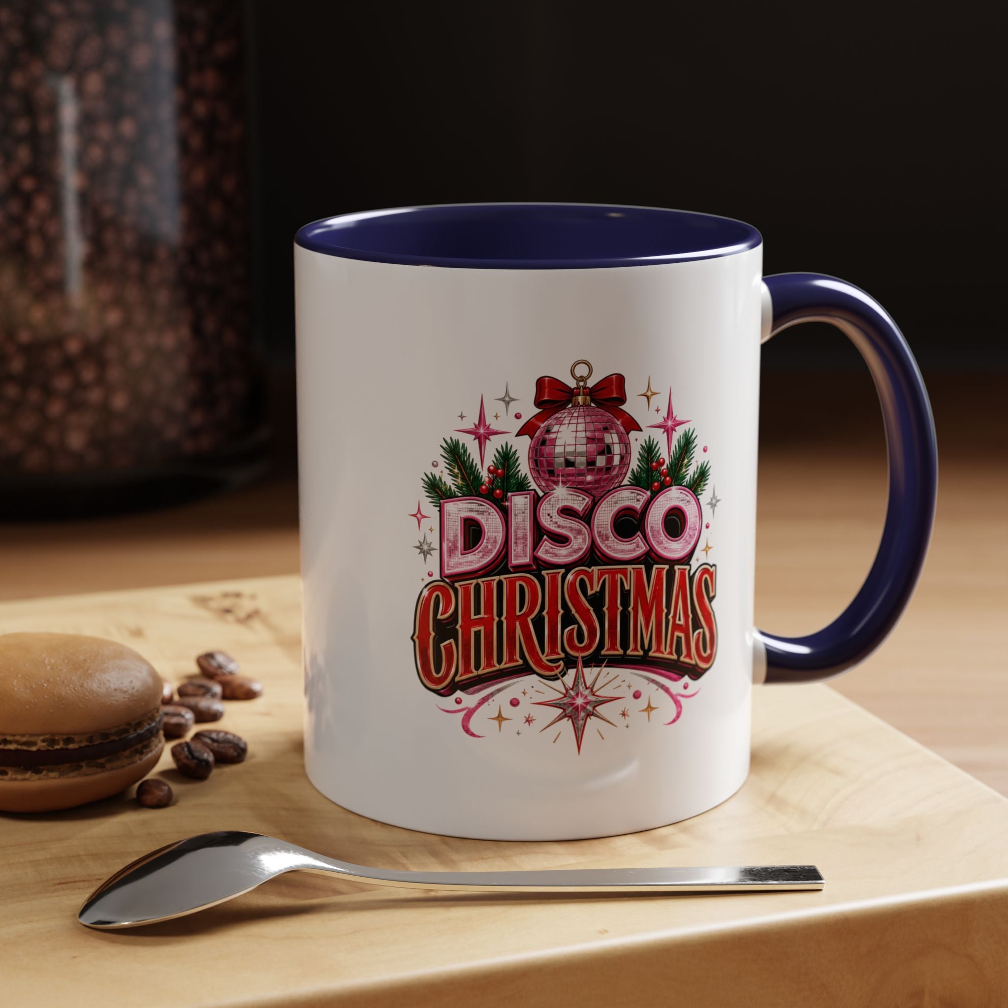 Disco Christmas Coffee Mug — Retro Holiday Disco Ball Christmas Tree Accent Mug