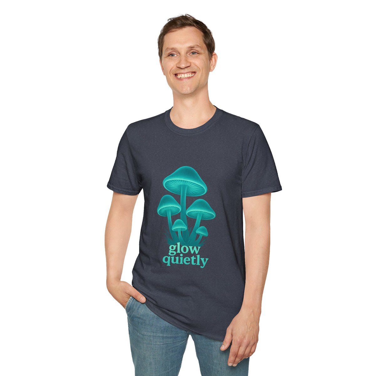 Mushroom Graphic T-Shirt — 'Grow Quietly' Teal Fungi Tee - Trending Now - August 2026