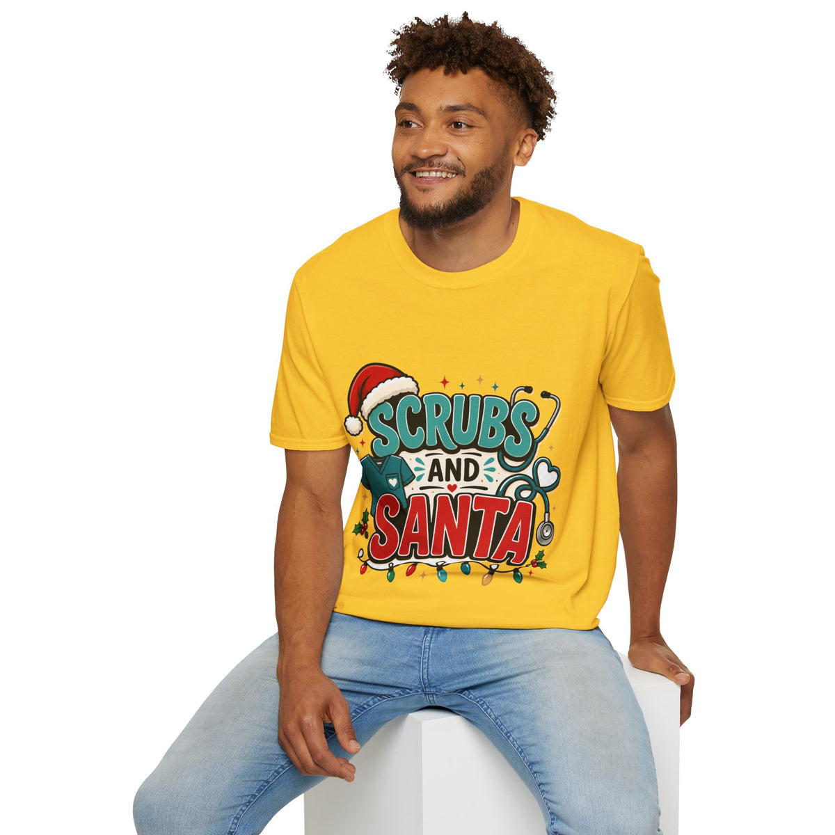 Scrubs and Santa Christmas T-Shirt — Cute Holiday Nurse Tee