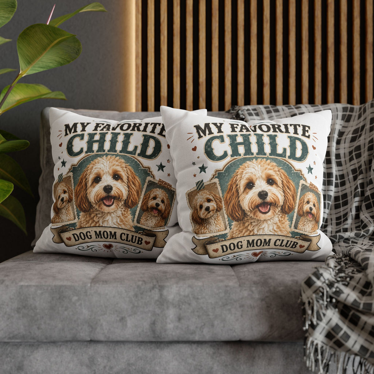 My Favorite Child Dog Mom Club Pillowcase Milo Bailey Dog Dad Mom - Cute Doodle Pet Throw Pillow Cover