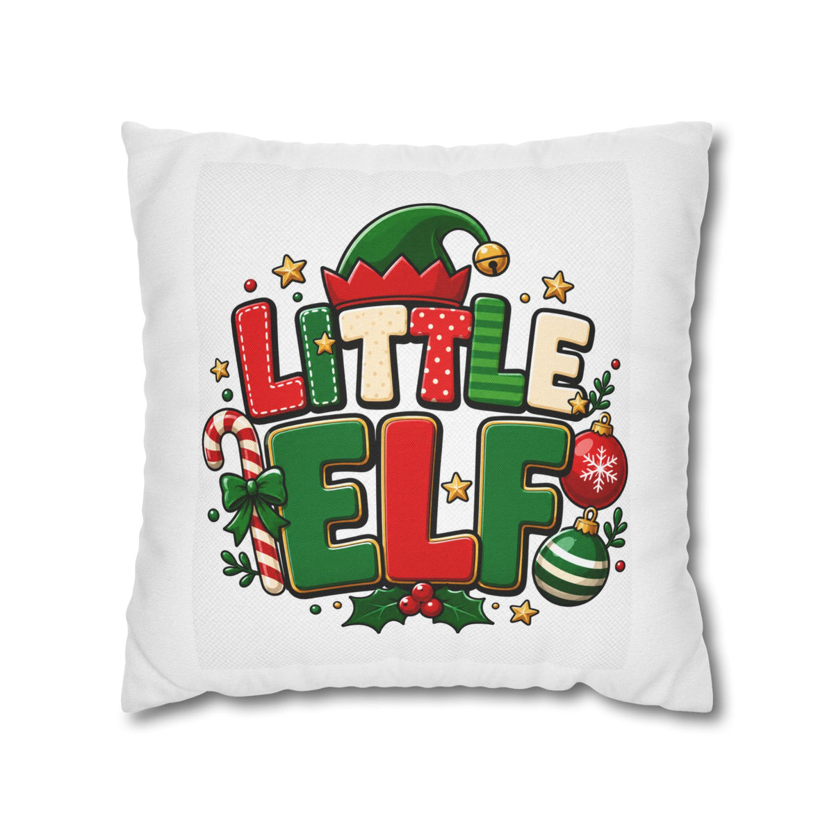 Little Elf Christmas Pillowcase — Cute Holiday Kids Decorative Pillow Cover