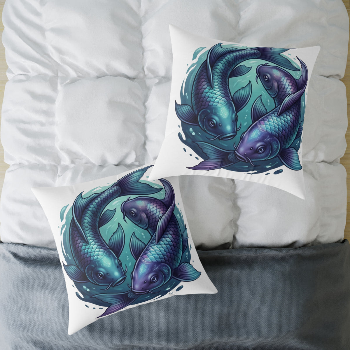 Pisces Zodiac Navy Blue Square Poly Canvas Pillow