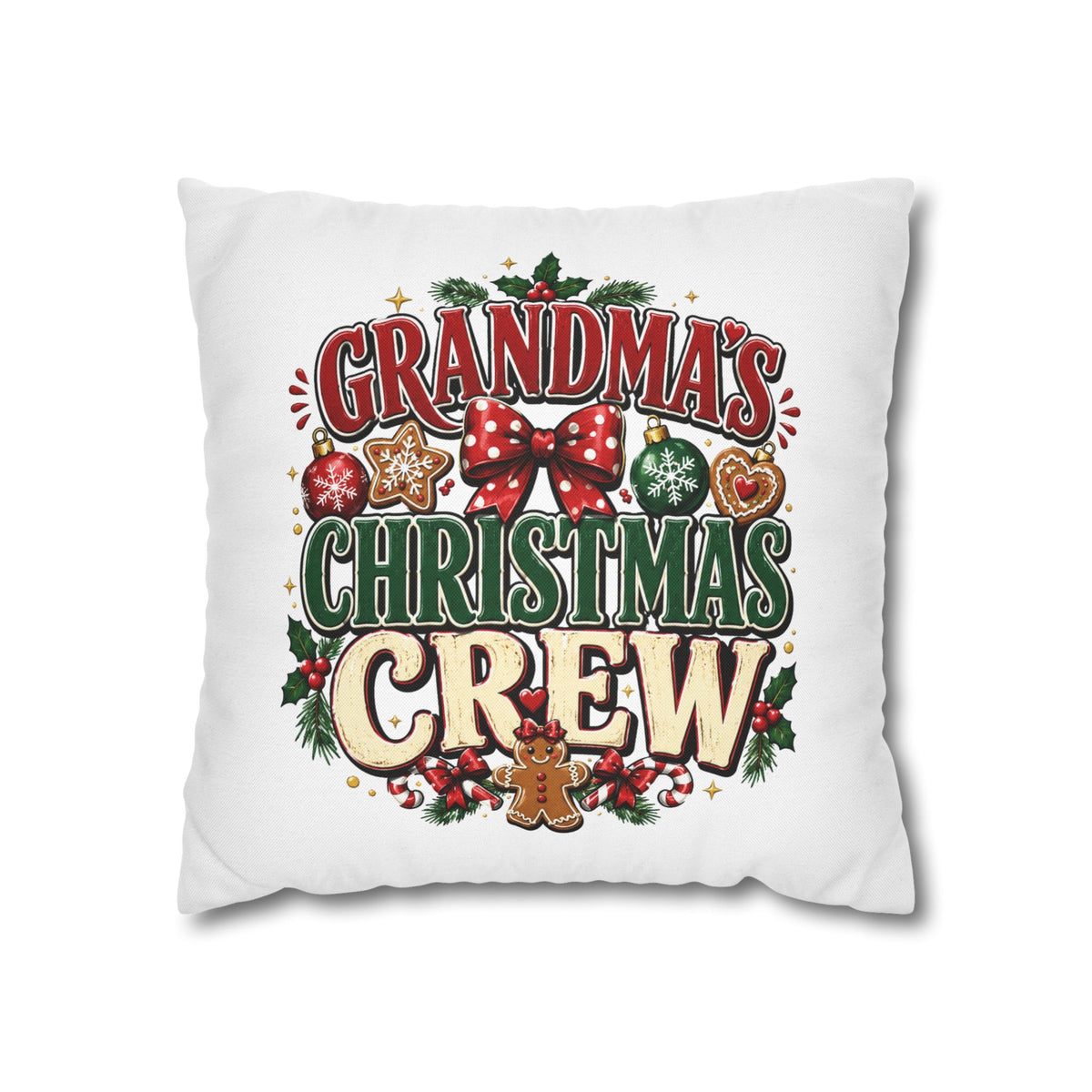 Grandma's Christmas Crew Holiday Pillowcase — Festive Family Decor