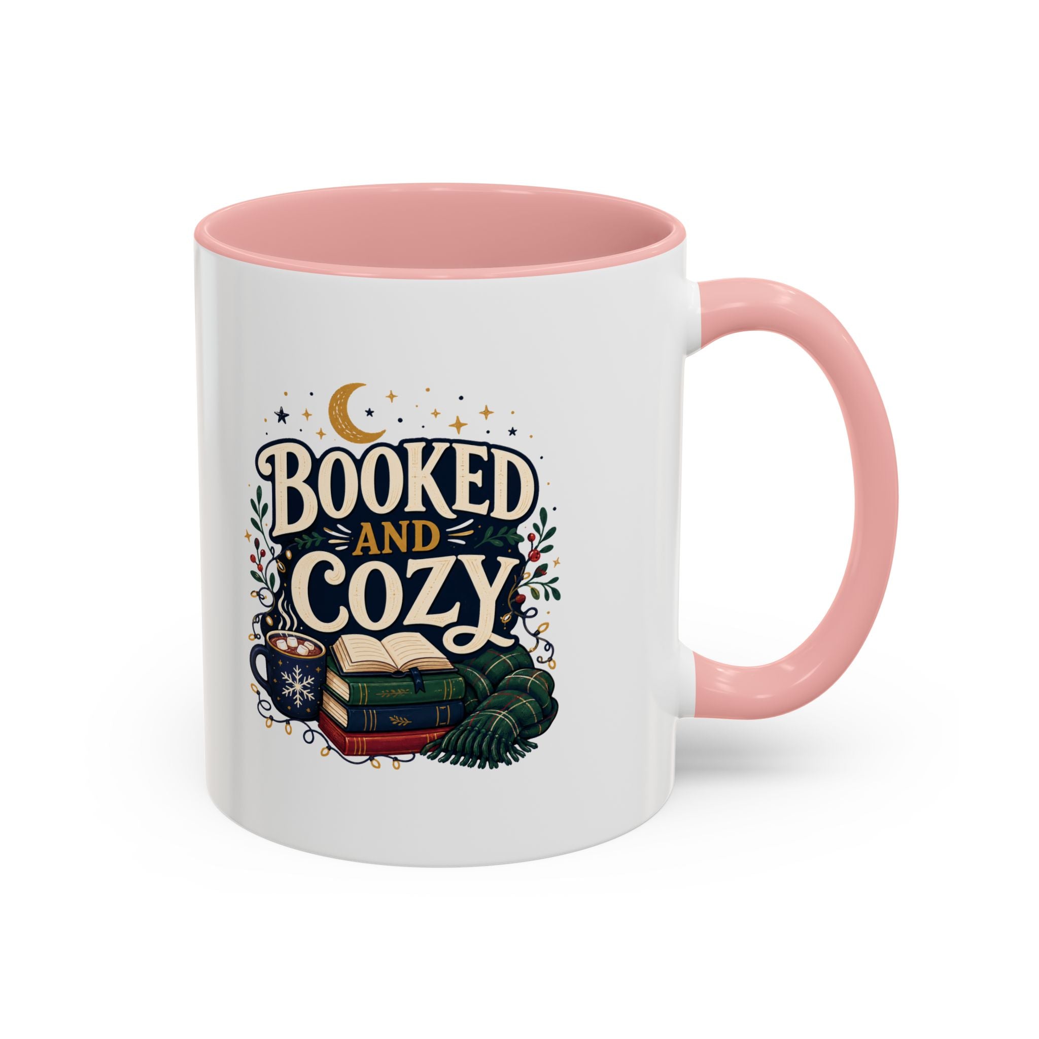 Modern Day Christmas Booked and Cozy Accent Coffee Mug — Book Lover Tea & Coffee Cup (11/15oz)