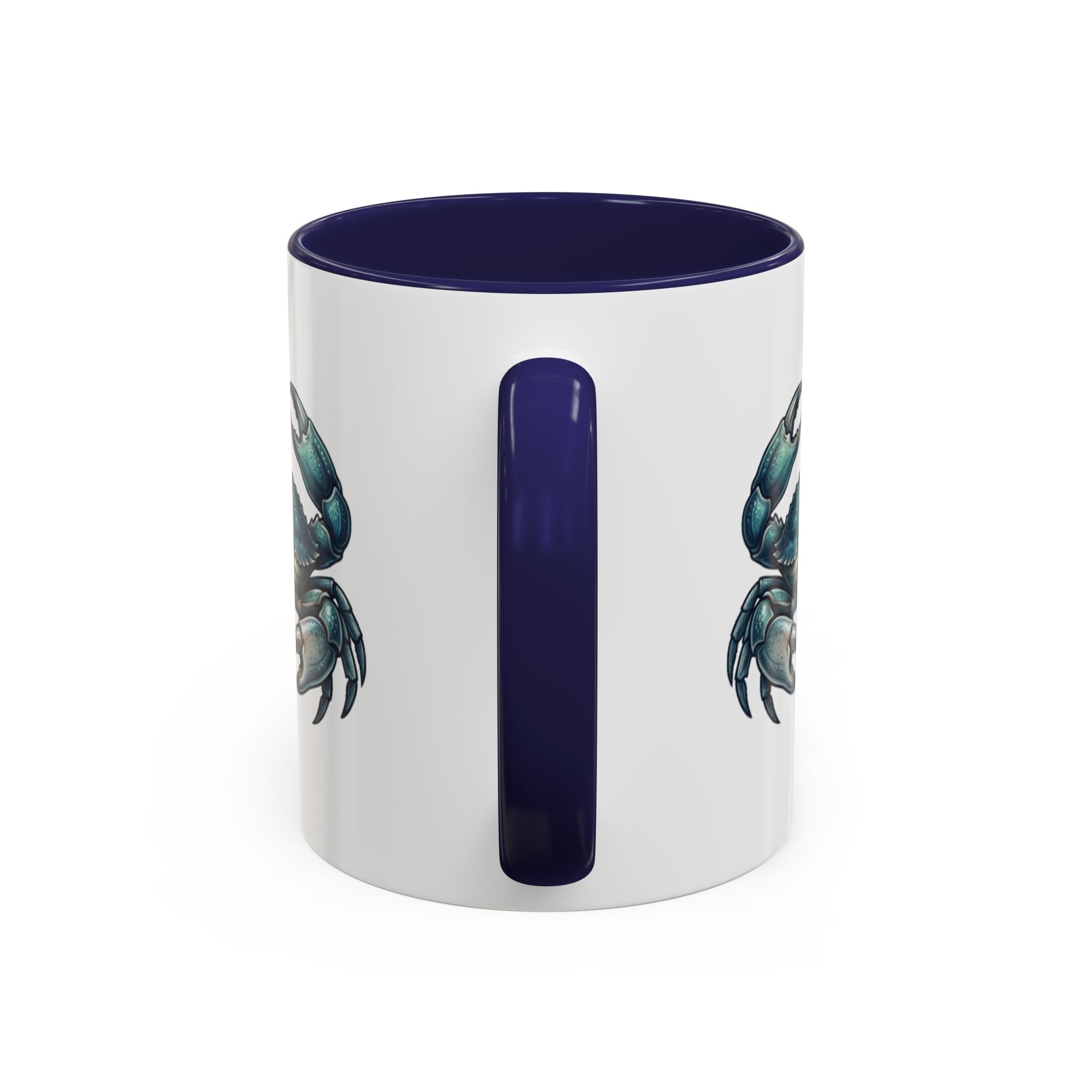 Crab Accent Coffee Mug – Blue Coastal Crab Artwork
