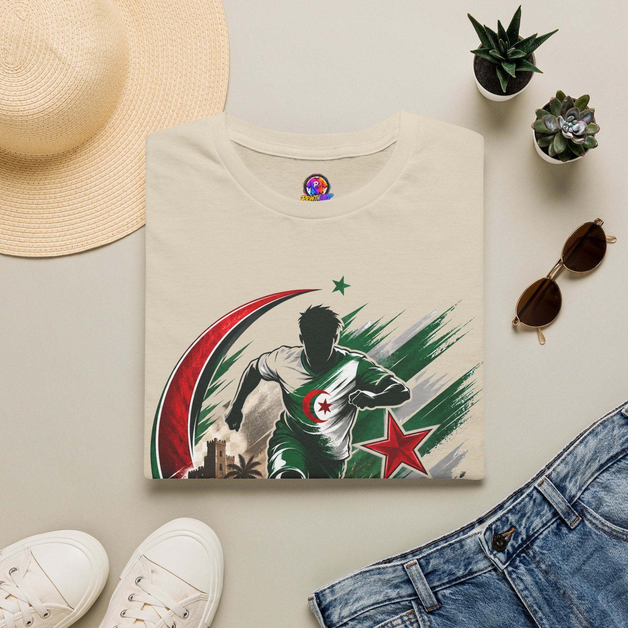 Algeria Football Fan Tee — "Green Desert Fire" Soccer Shirt