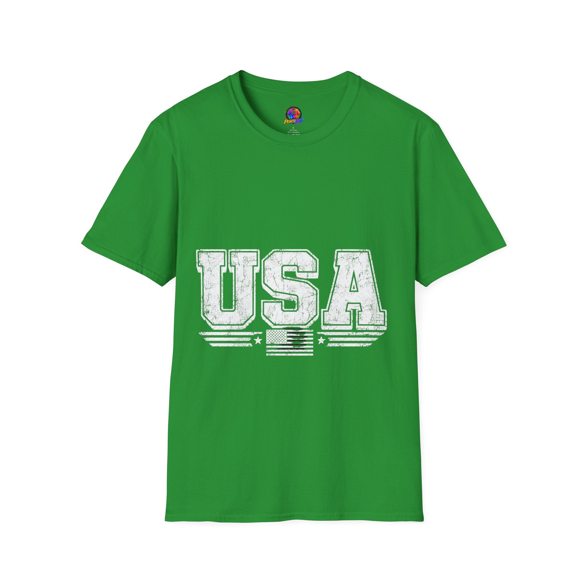 USA Vintage Block T-Shirt — Patriotic Americana Graphic Tee