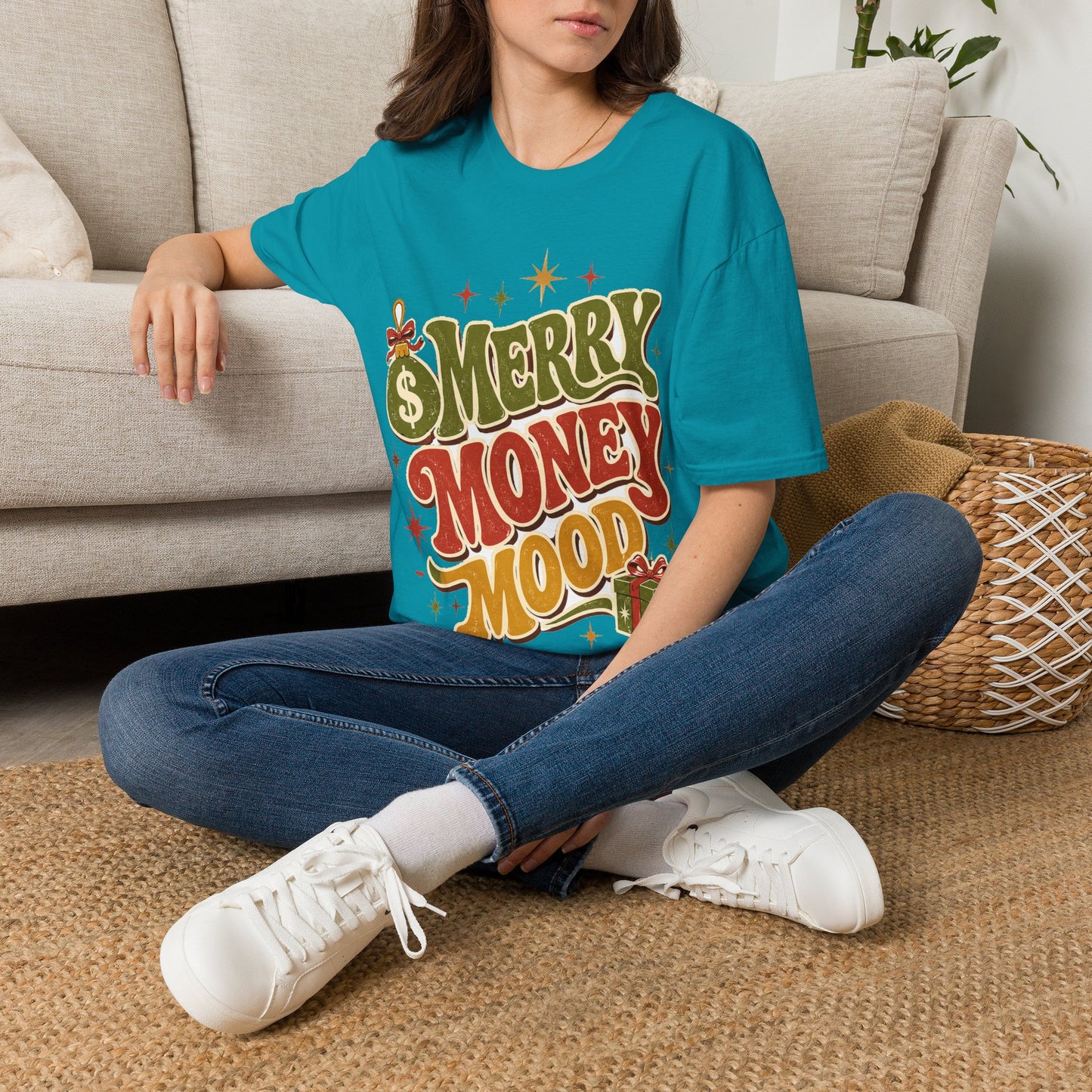 Merry Money Mood T‑Shirt — Retro Holiday Graphic Tee
