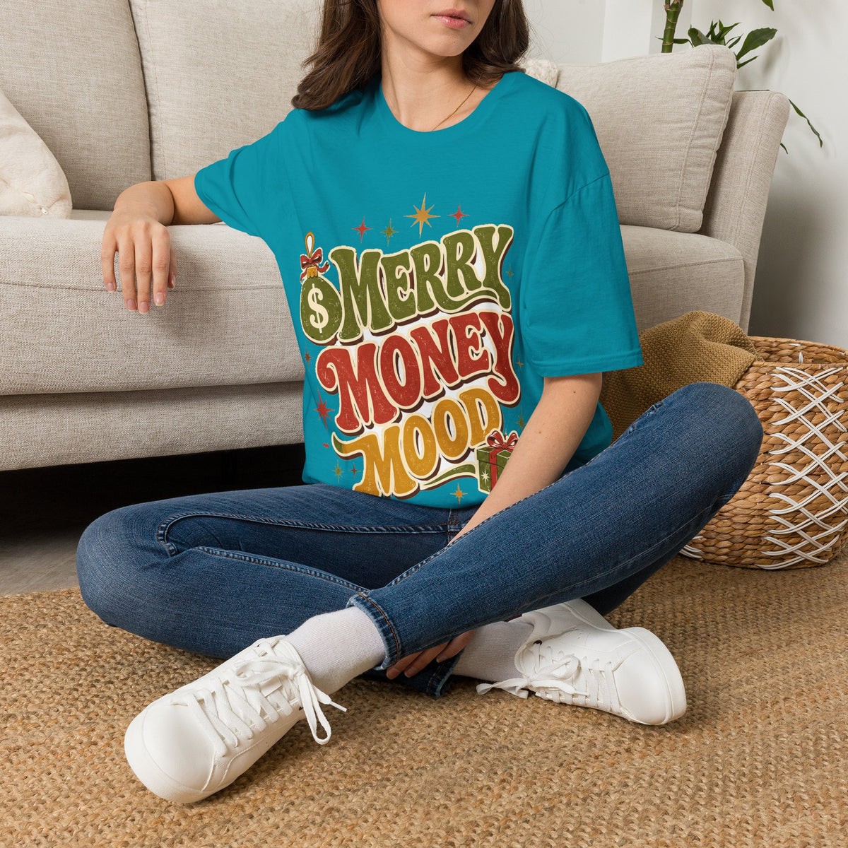 Merry Money Mood T‑Shirt — Retro Holiday Graphic Tee