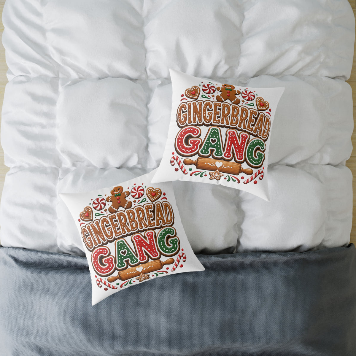 Christmas Gingerbread Gang Holiday Throw Pillow