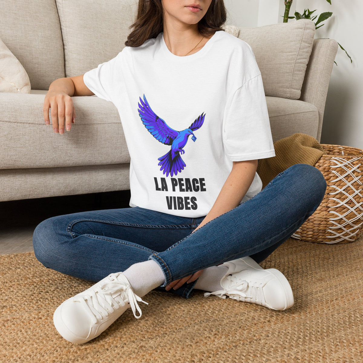La Peace Vibes Flying Dove T-Shirt - Aesthetic Bird Graphic Tee - Trending Now - September 2026