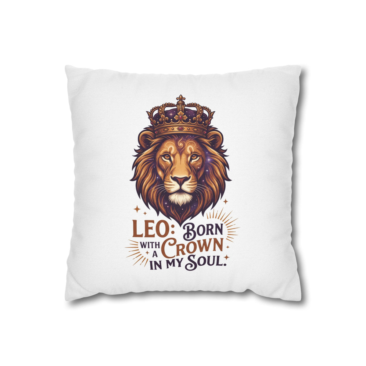 Leo Zodiac Born With Crown Spun Polyester Square Pillowcase
