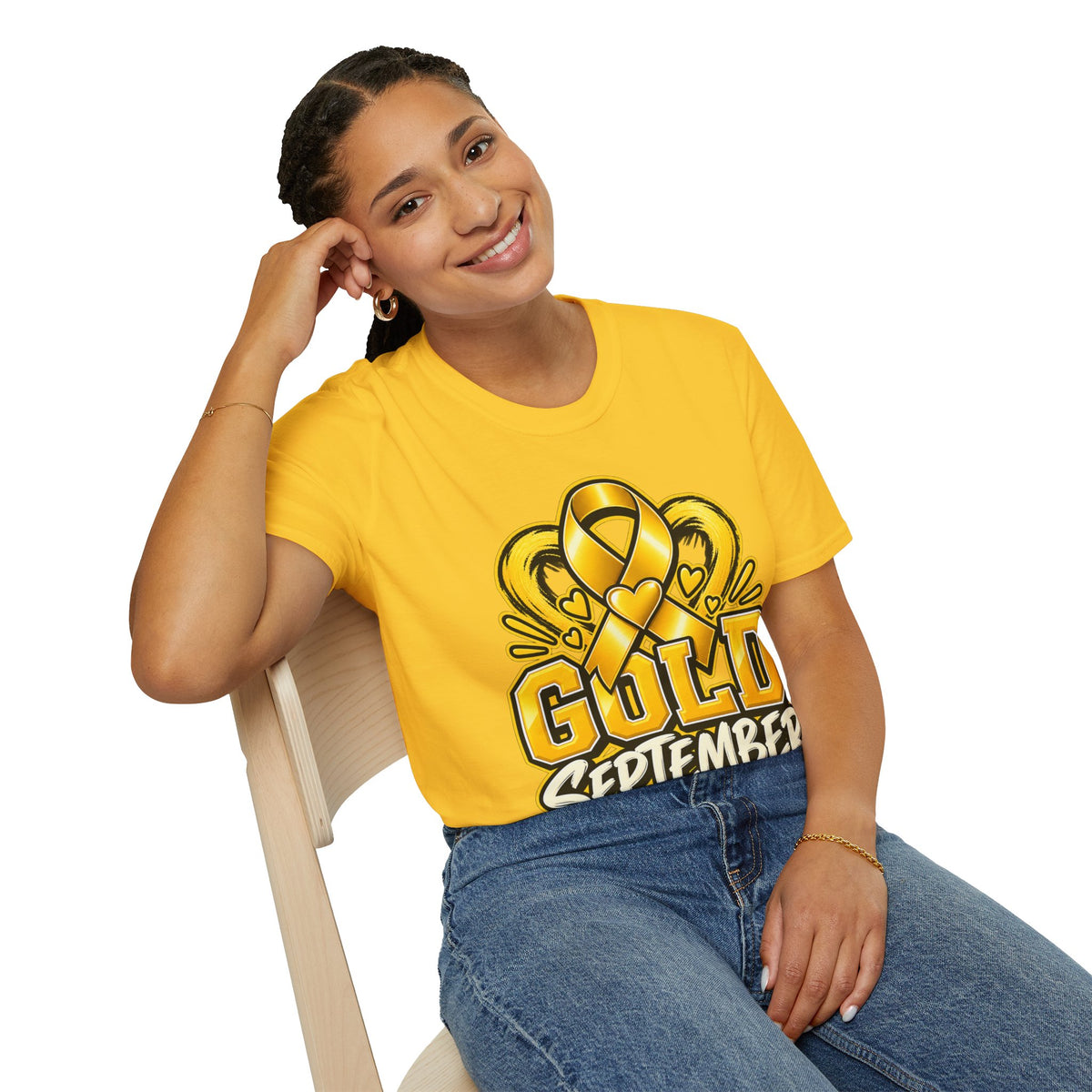 Gold September T-Shirt — Childhood Cancer Awareness Ribbon Tee