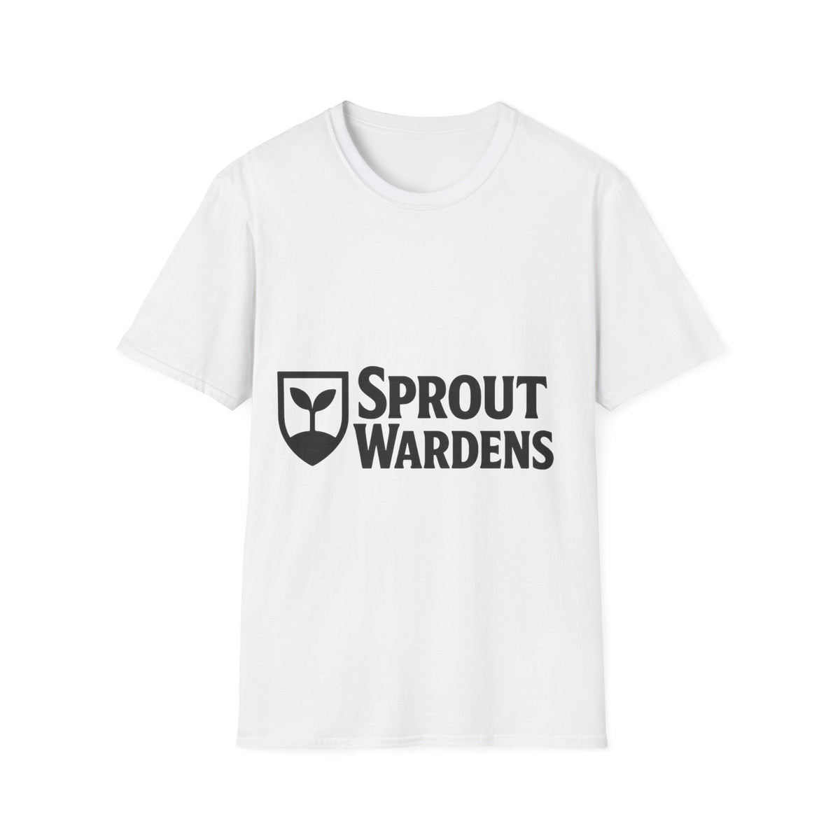"Sprout Wardens" Minimalist Botanical Shield Tee - Aesthetic Houseplant Plant Parent White T-Shirt - Trending Now - September 2026
