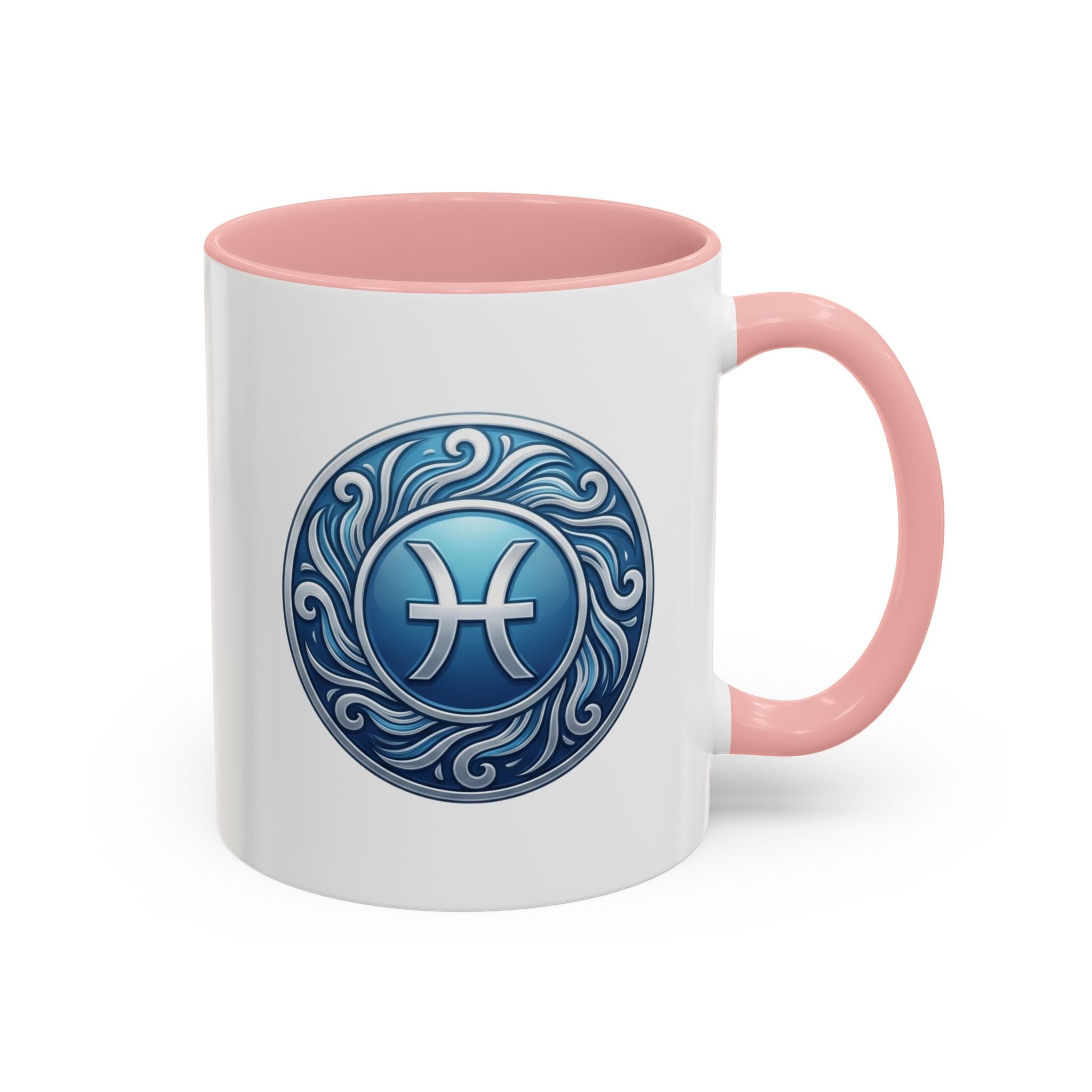 Pisces Zodiac Coffee Mug — Blue Astrological Symbol Accent Mug