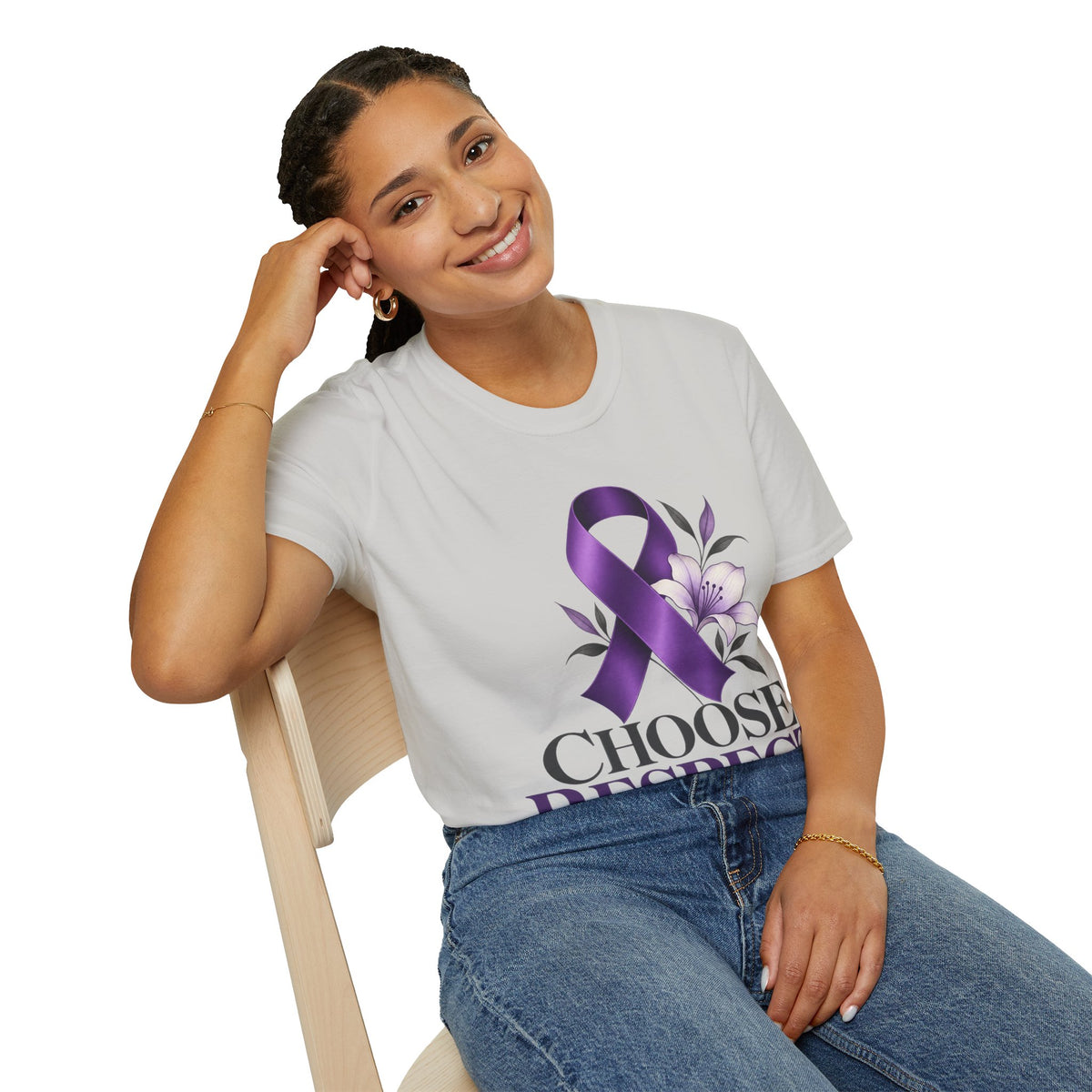 Choose Respect Purple Ribbon T‑Shirt — Domestic Violence Awareness Tee