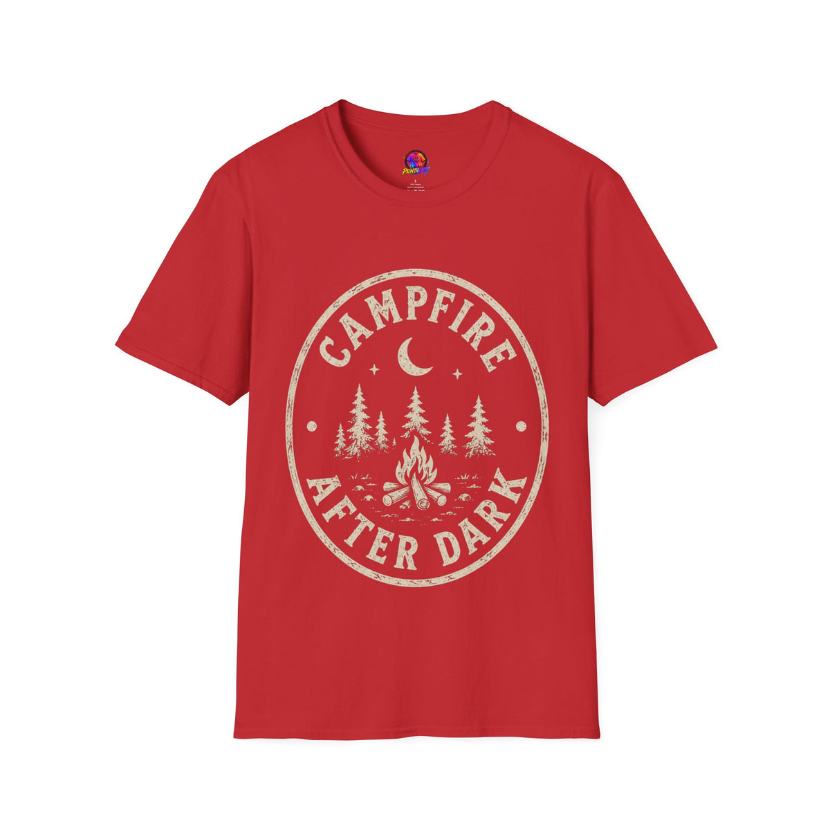 Campfire T-Shirt — 'Campfire After Dark' Vintage Moon & Trees Graphic