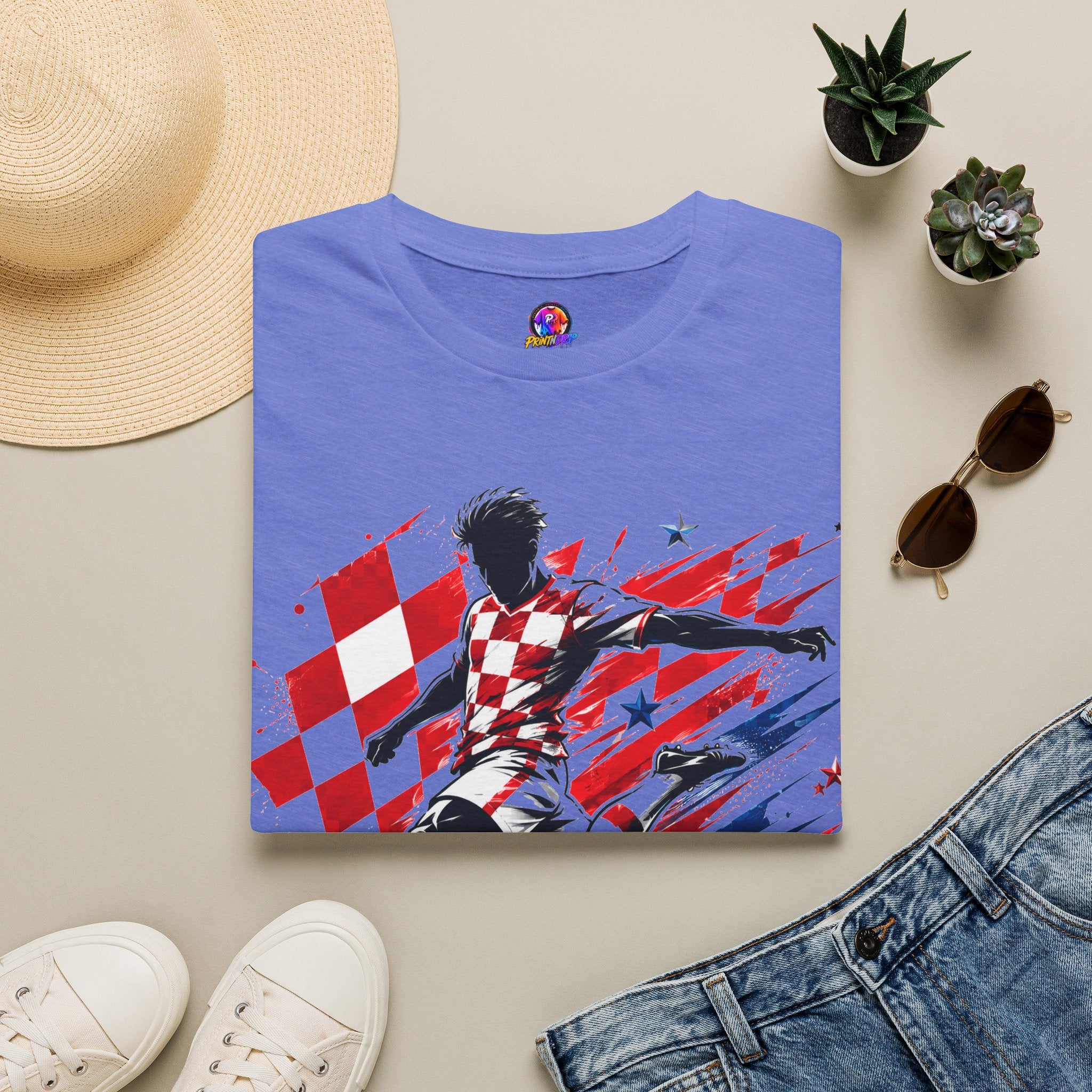 Checkered Glory T-Shirt — Croatia Soccer Fan Tee