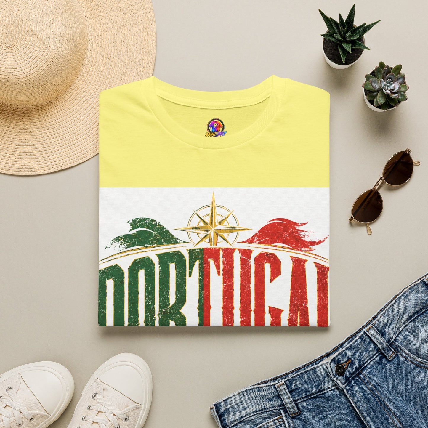 Portugal Vintage Compass T-Shirt — Retro Portuguese Flag Travel Tee