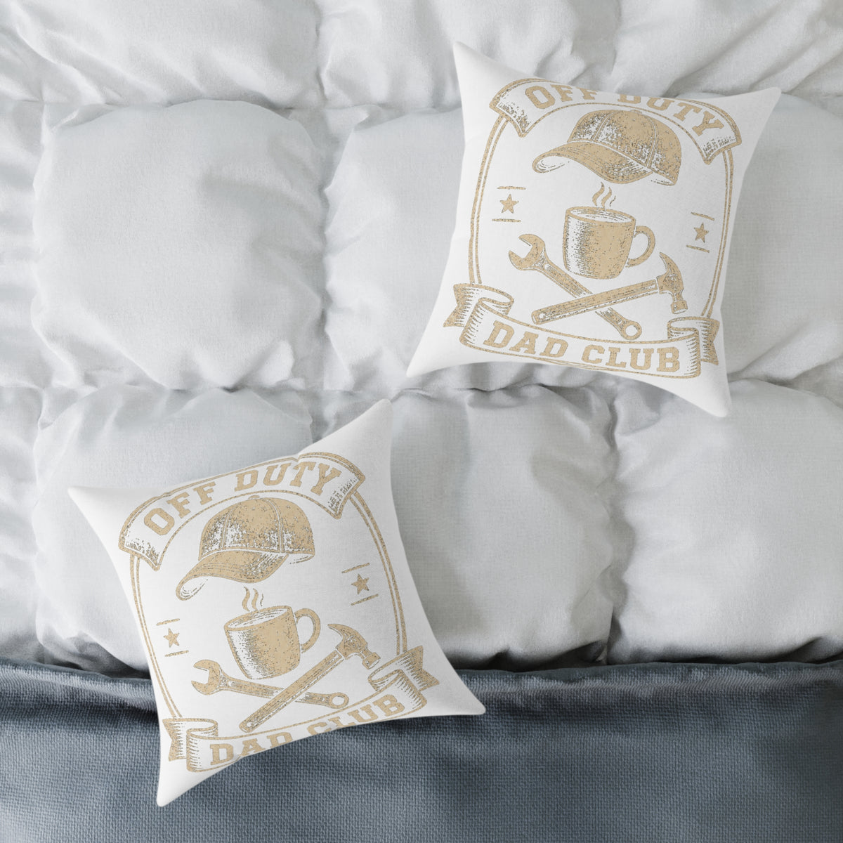 Dad Club Pillow – "Off Duty" Coffee & Tools Square Throw Pillow  Milo Bailey Dog Dad Mom