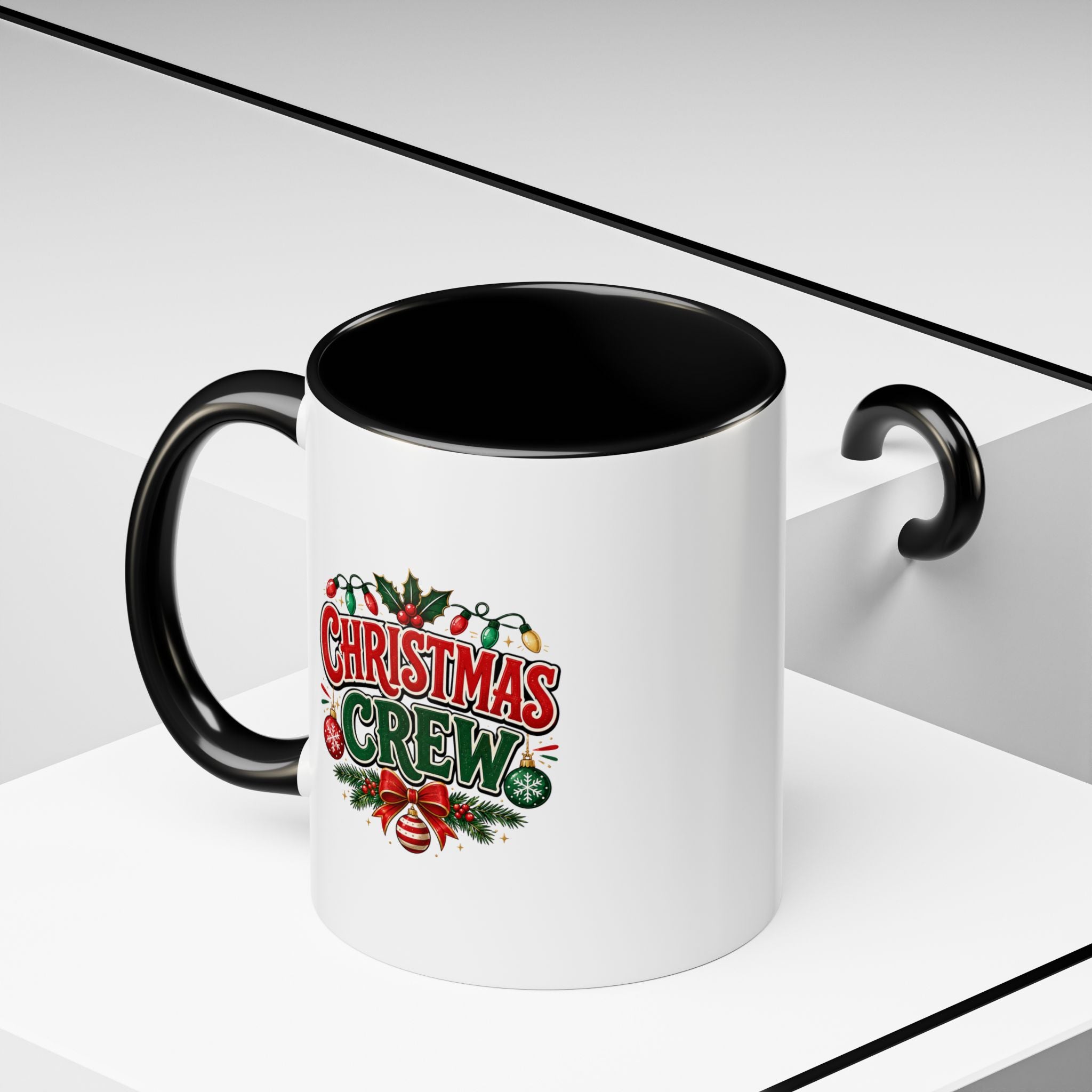 Christmas Crew Accent Coffee Mug - Festive Holiday Tea & Coffee Cup