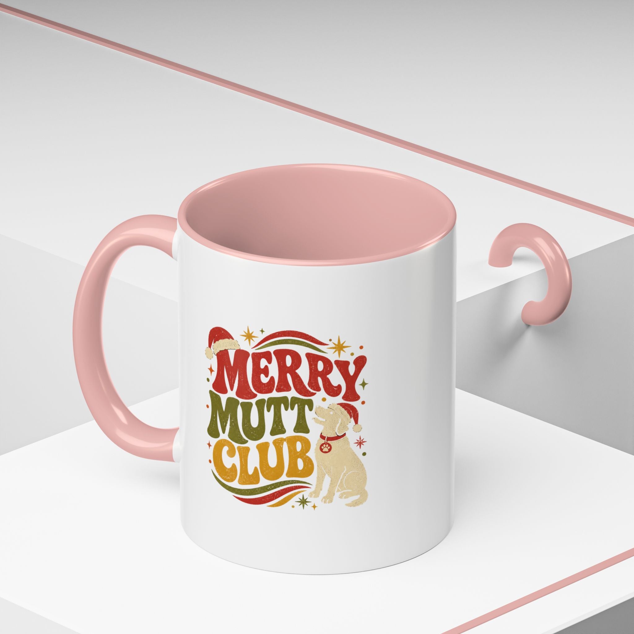 Modern Day Christmas Merry Mutt Club Accent Coffee Mug — Festive Dog Lover Holiday Gift