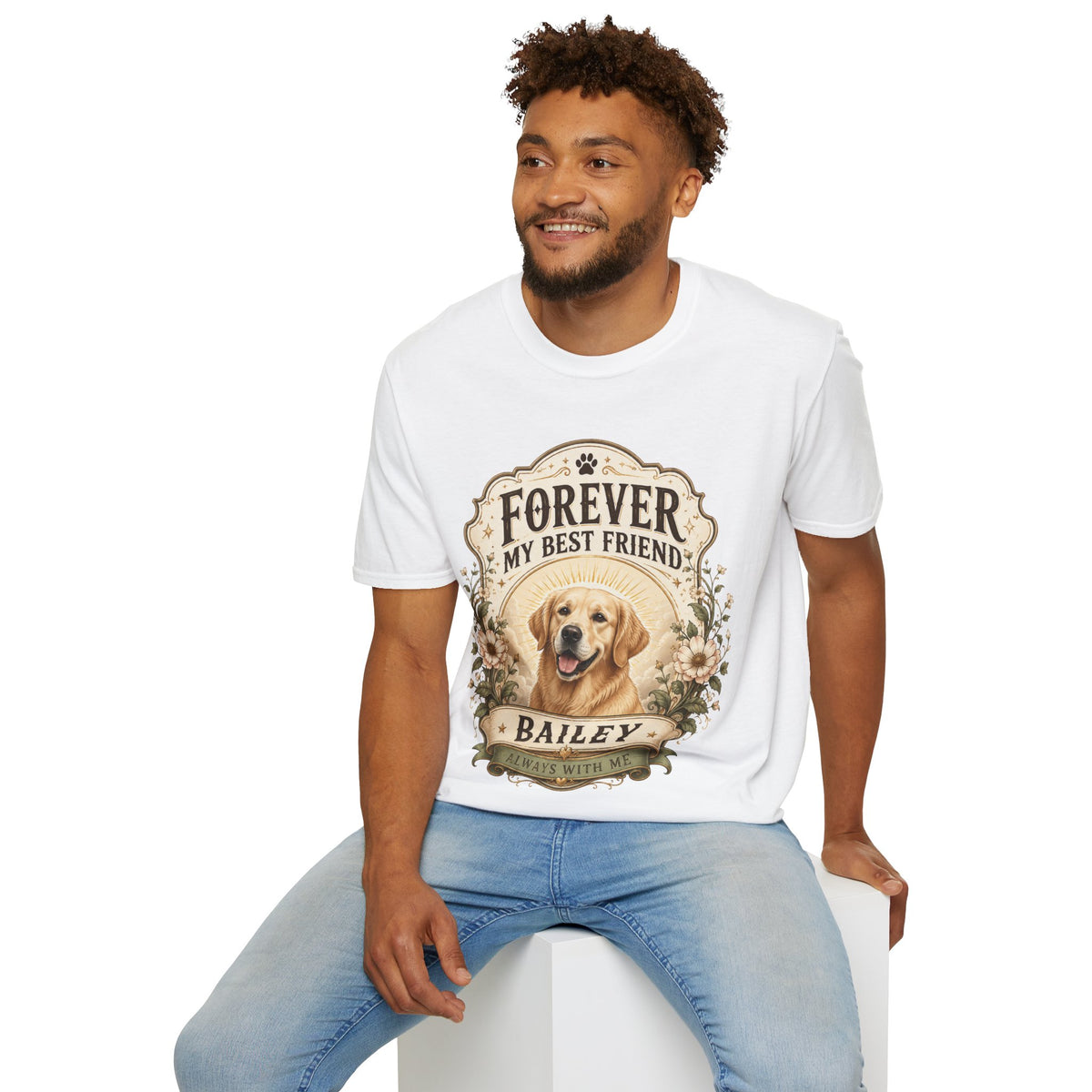 Dog Memorial T-Shirt — "Forever My Best Friend" Personalized Pet Tribute Tee