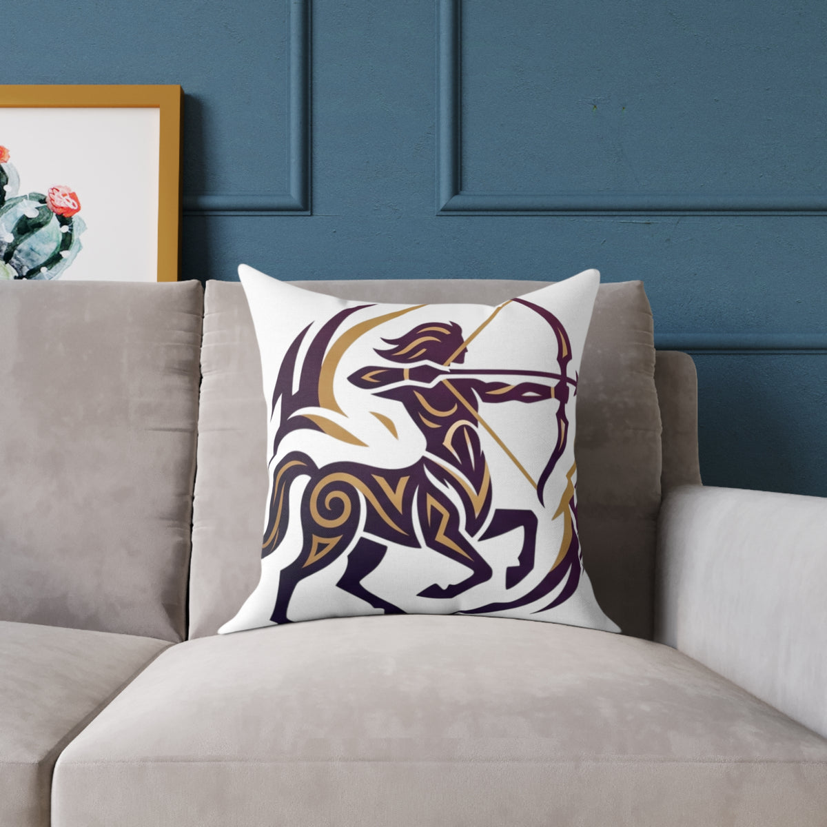 Sagittarius Zodiac Archer Square Poly Canvas Pillow