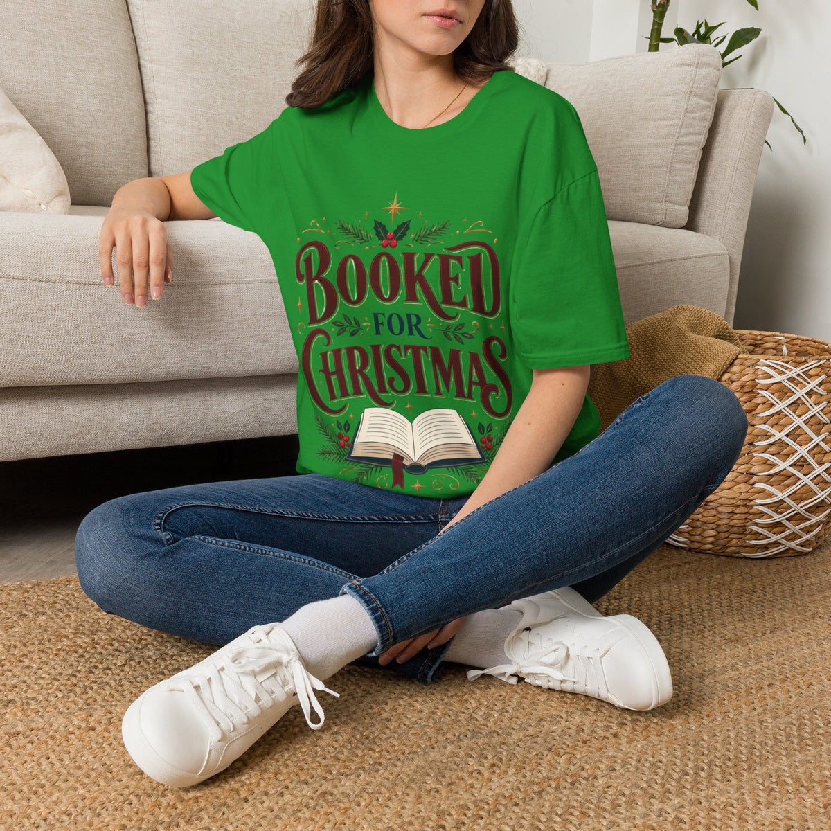 T-Shirt — "Booked for Christmas" Literary Holiday Tee