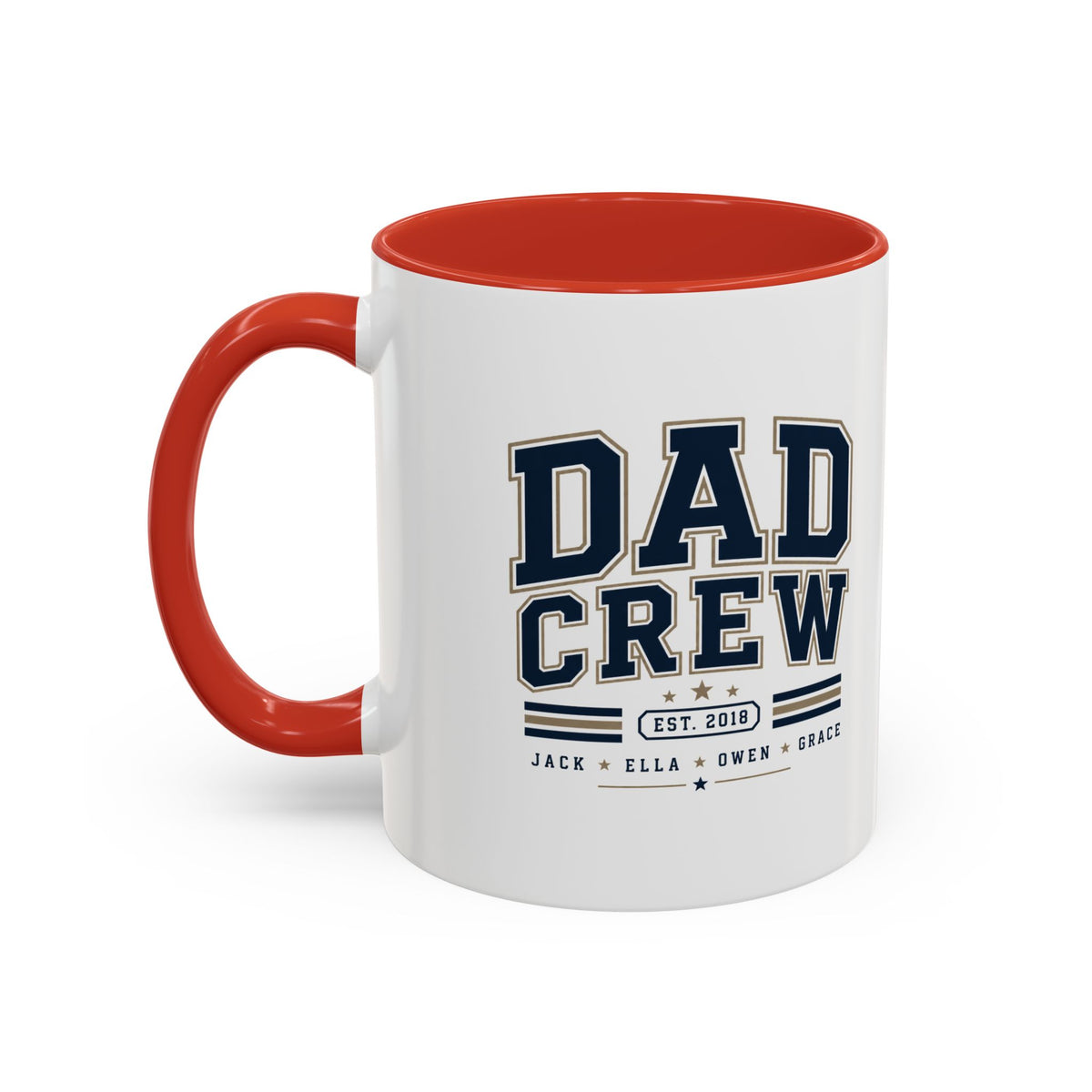 Milo Bailey Dog Dad Mom Dad Crew Accent Coffee Mug — Personalized Family Names, Established Date Coffee Cup